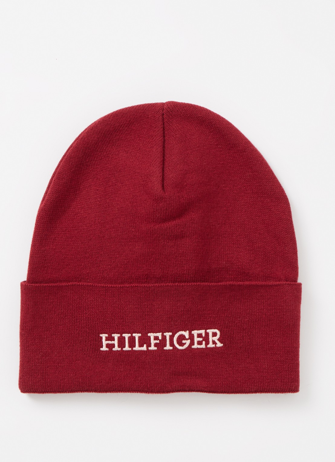 Tommy Hilfiger Muts met logoborduring  - voorkant bordeauxrood