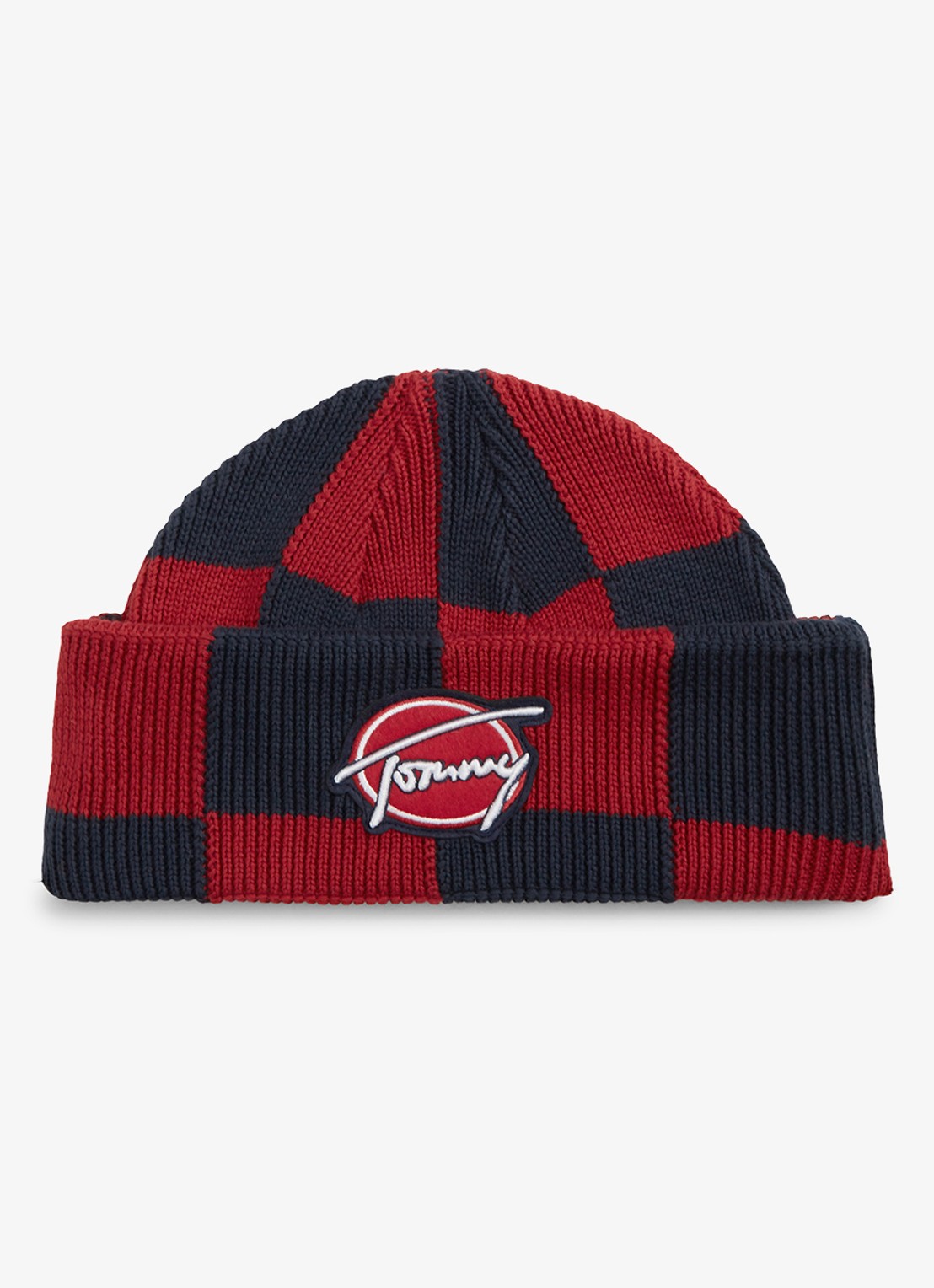 Tommy Hilfiger Muts met ruit dessin - voorkant 3 rood
