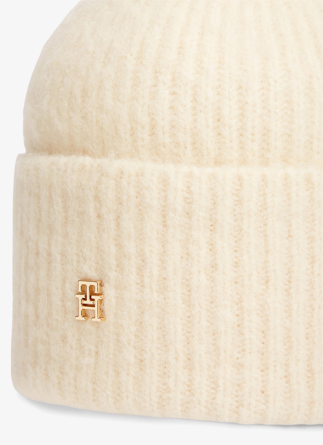 Tommy Hilfiger Muts van wol met logo - detail 3 beige