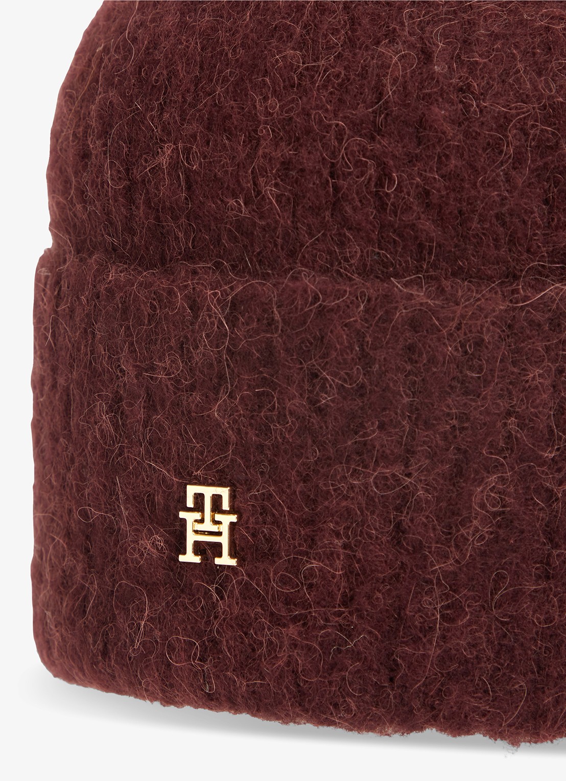 Tommy Hilfiger Muts van wol met logo - detail bordeauxrood