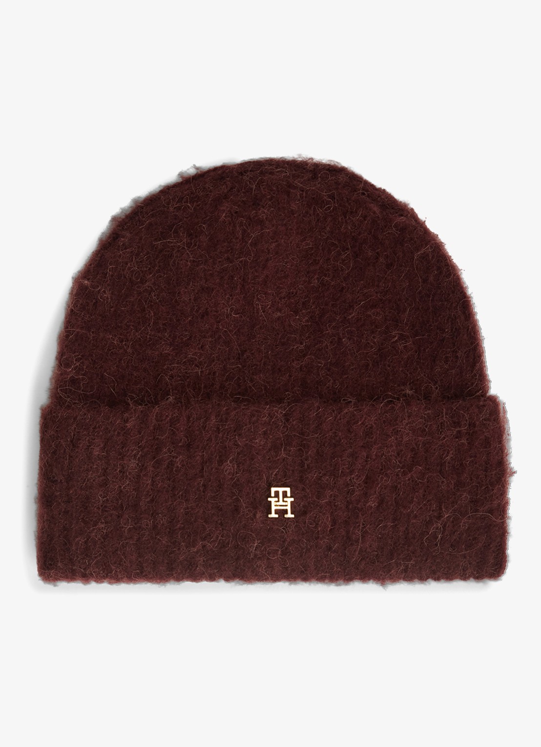 Tommy Hilfiger Muts van wol met logo - voorkant 3 bordeauxrood