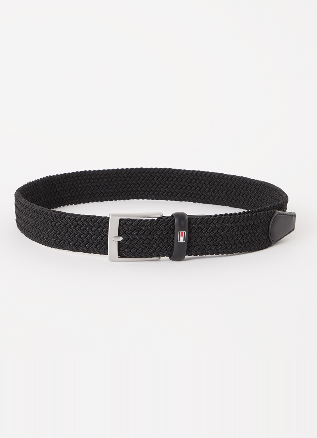 Tommy Hilfiger New Adan riem met leren details - voorkant 2 zwart