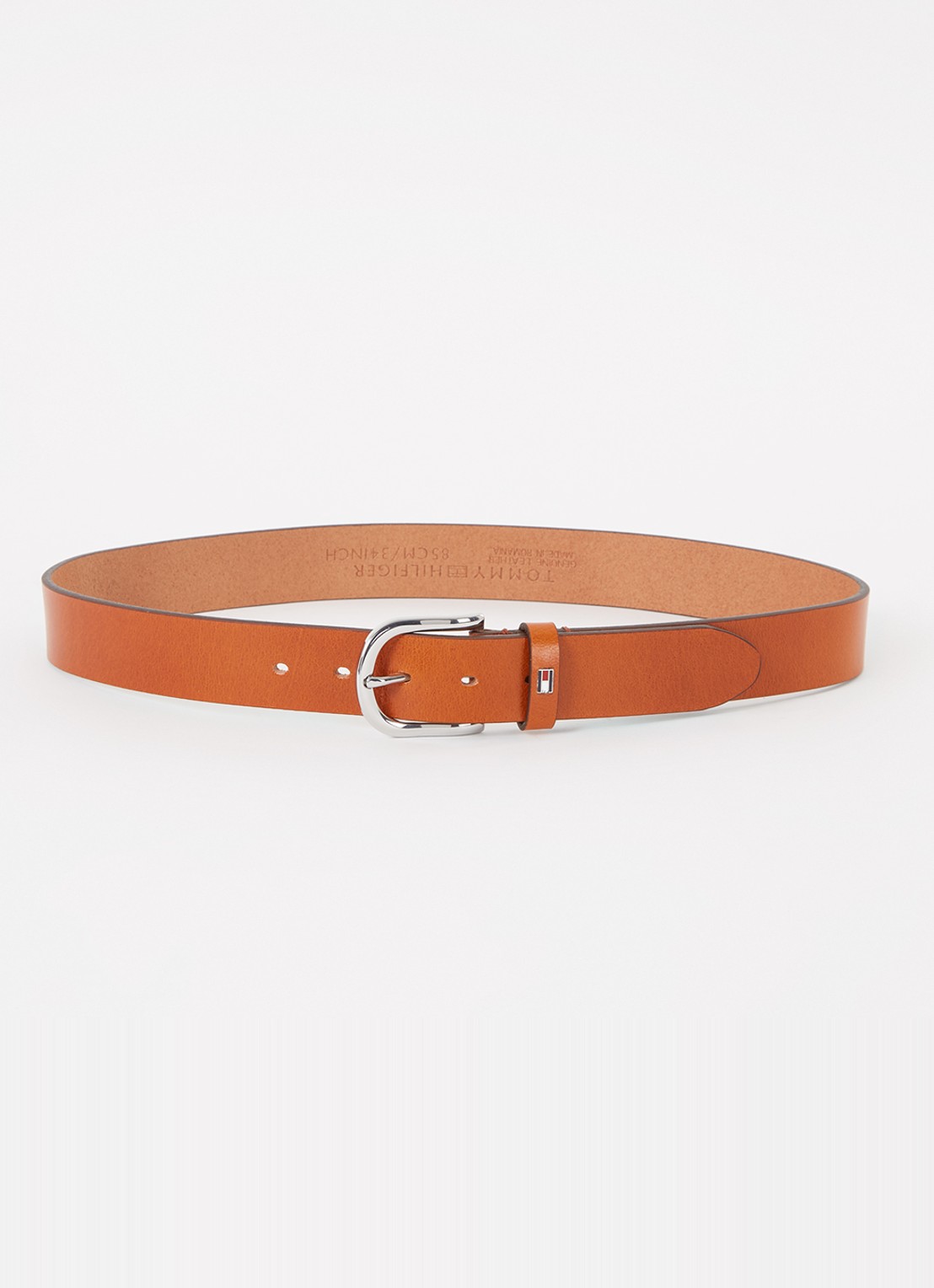 Tommy Hilfiger New Danny riem van leer  - voorkant 2 oranjebruin