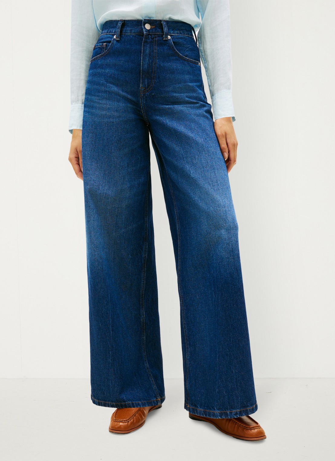 Tommy Hilfiger New Doreen 70's high rise wide leg jeans met medium wassing - detail 2 donkerblauw