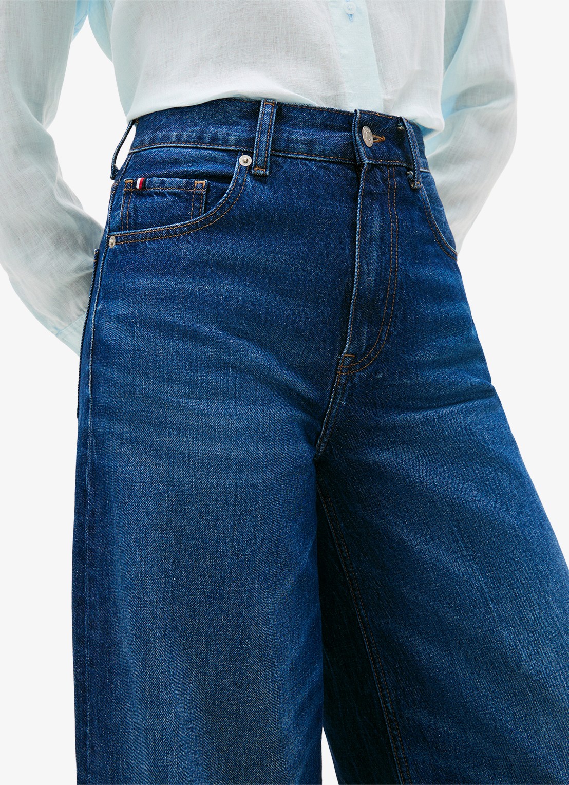 Tommy Hilfiger New Doreen 70's high rise wide leg jeans met medium wassing - detail 3 donkerblauw