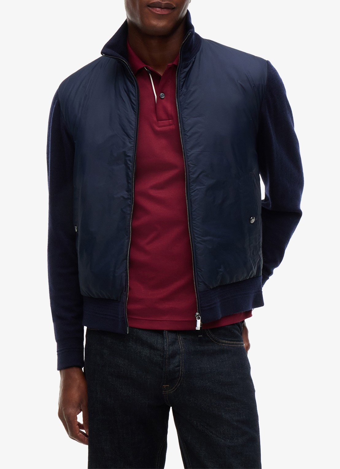 Tommy Hilfiger New York Label jack in wolblend  - detail donkerblauw