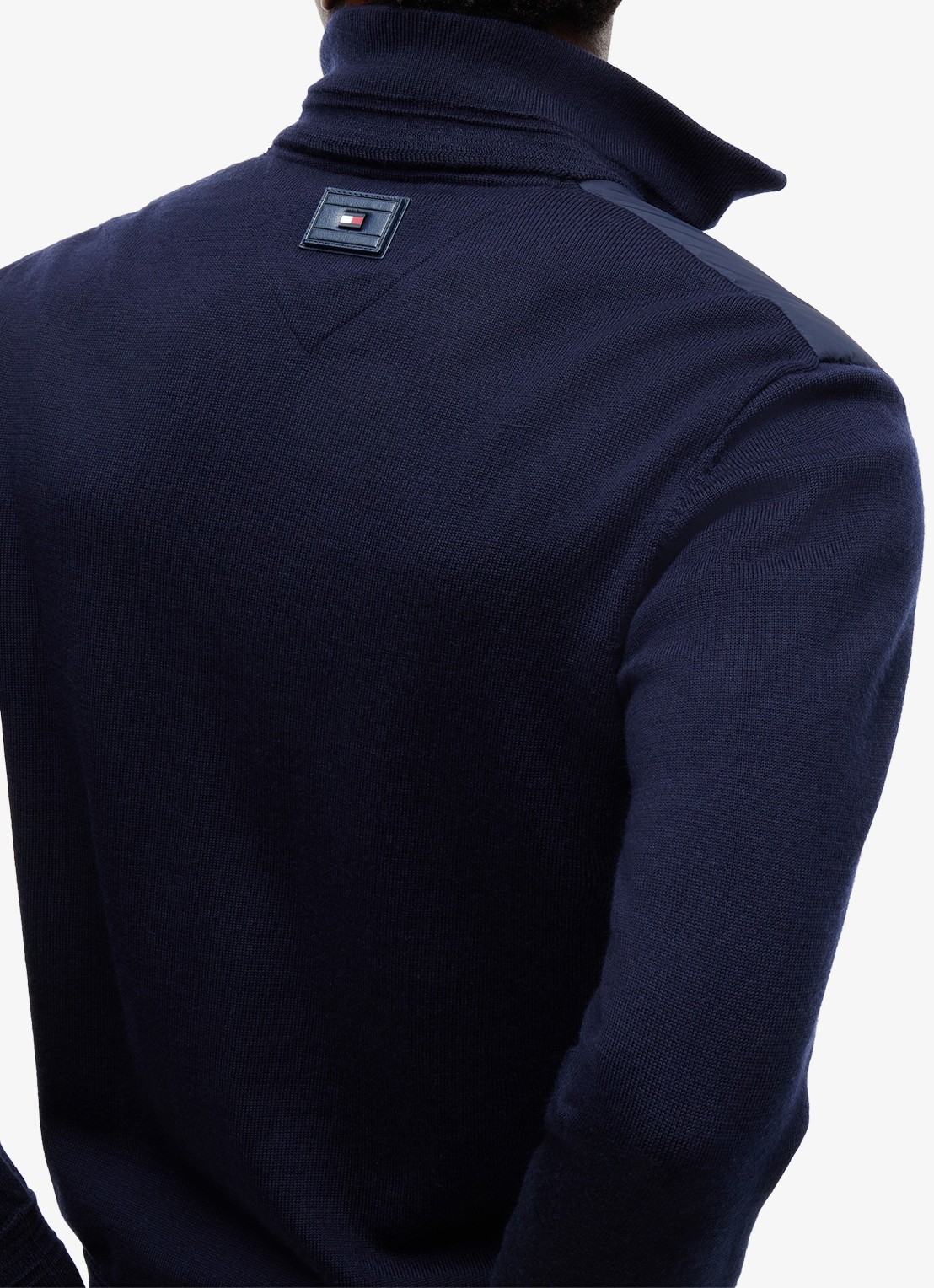 Tommy Hilfiger New York Label jack in wolblend  - detail 2 donkerblauw
