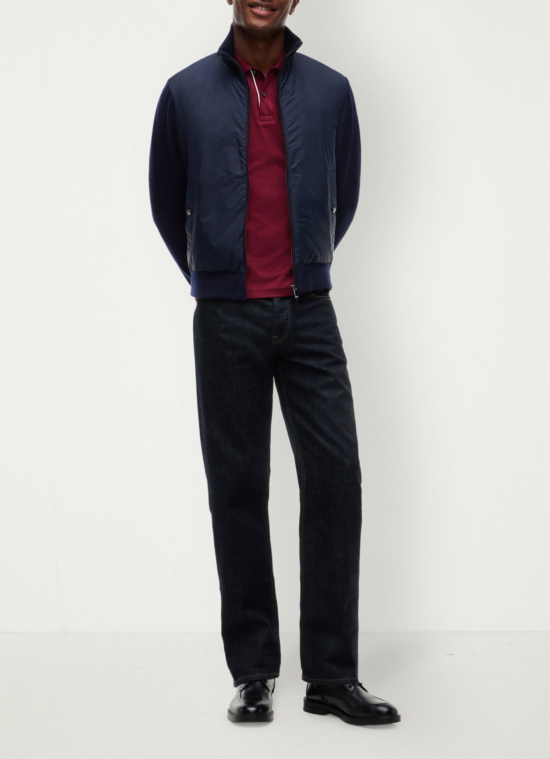 Tommy Hilfiger New York Label jack in wolblend  - voorkant 7 donkerblauw