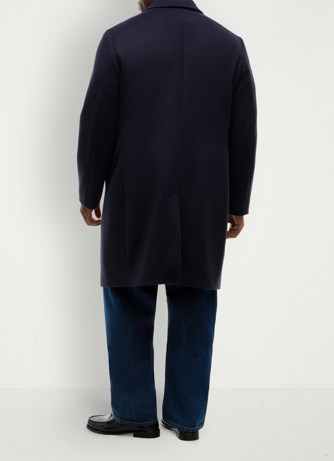 Tommy Hilfiger New York Label mantel in wolblend - achterkant donkerblauw