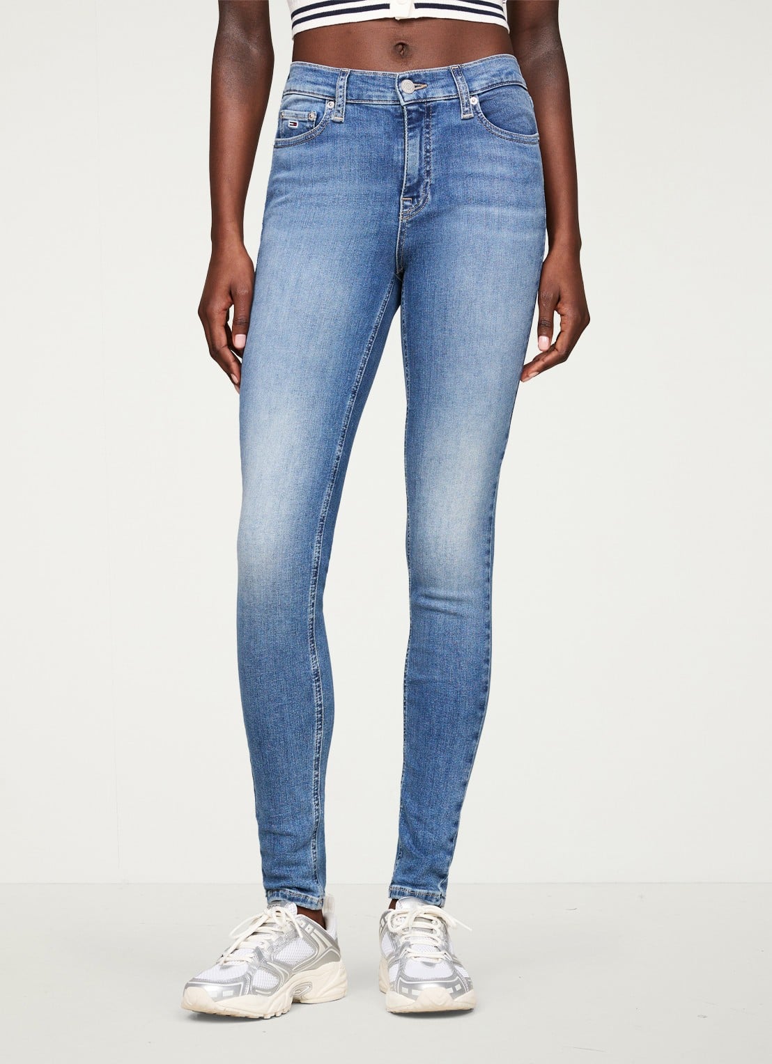 Tommy Hilfiger Nora mid waist skinny jeans met lichte wassing - detail 4 indigo