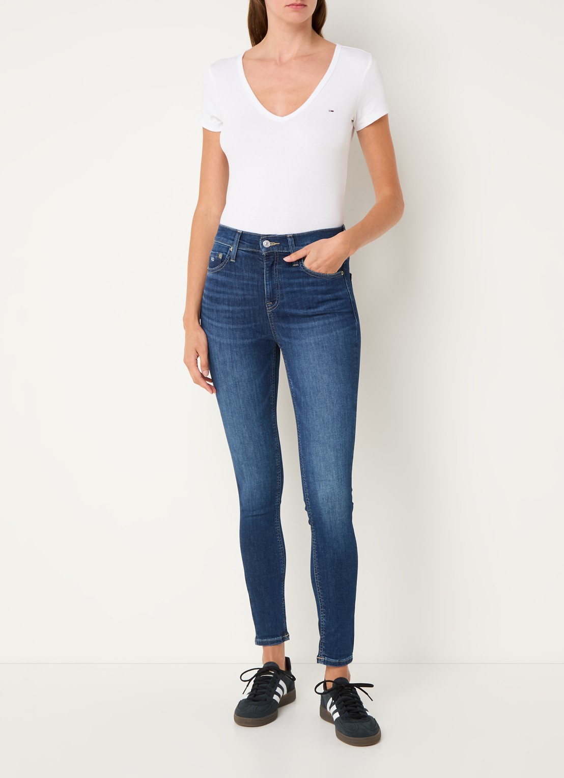 Tommy Hilfiger Nora mid waist skinny jeans met medium wassing - voorkant 2 indigo
