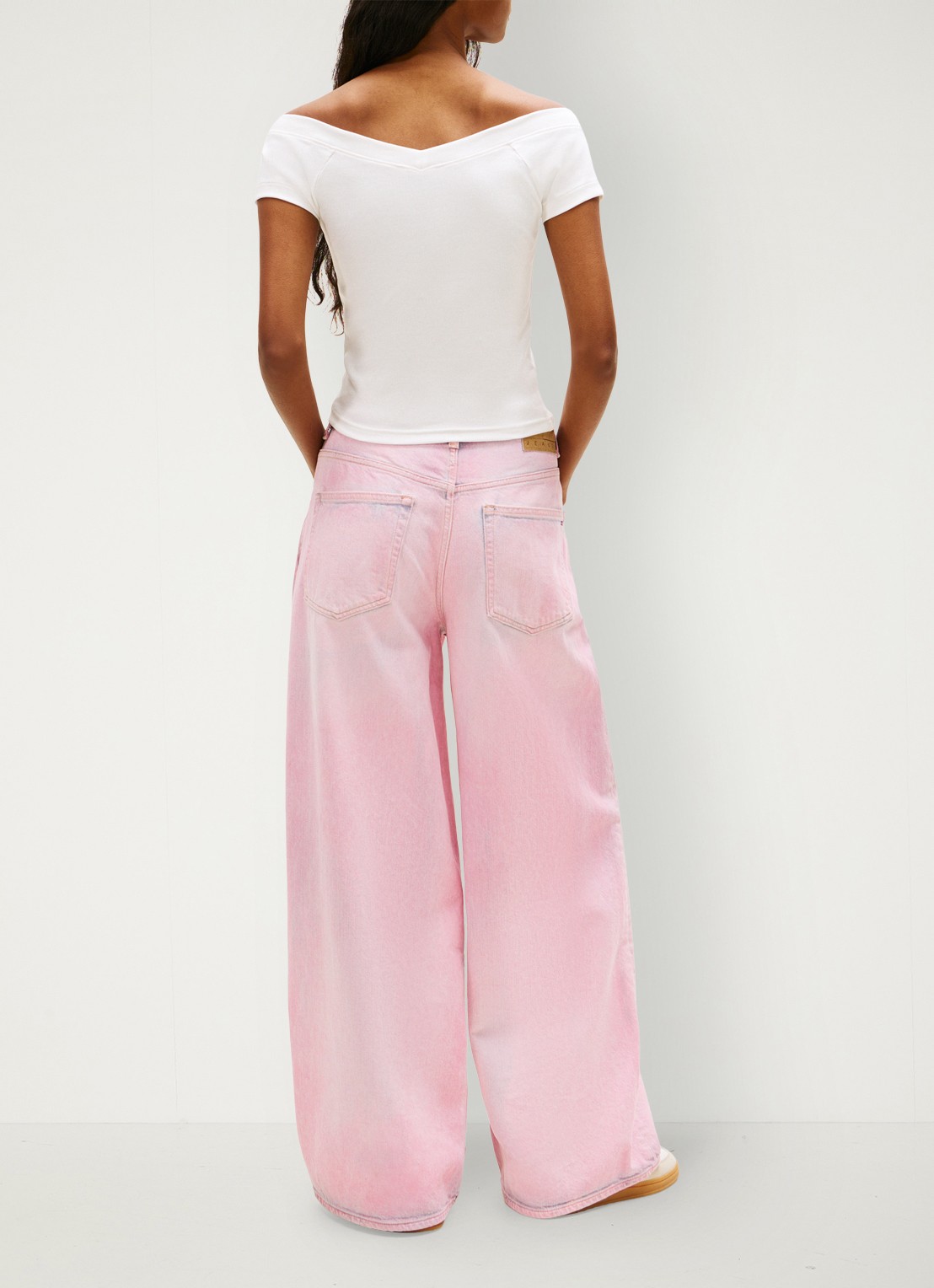 Tommy Hilfiger Off-shoulder top met logoborduring - achterkant wit