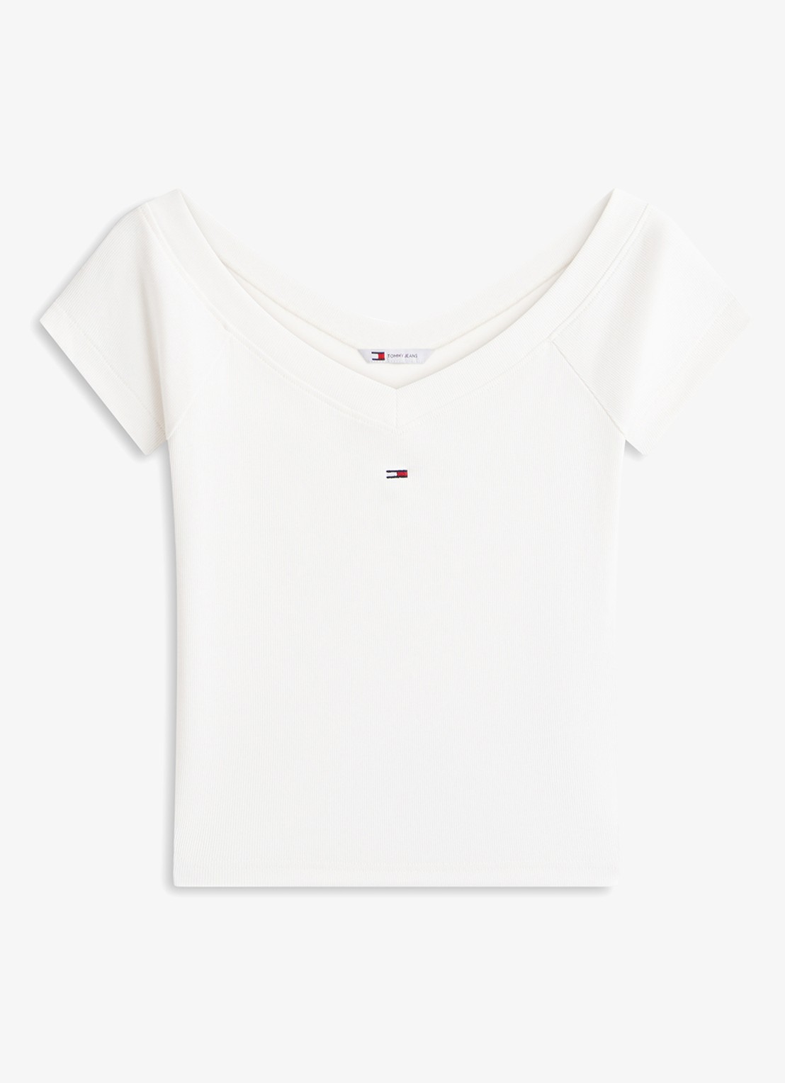 Tommy Hilfiger Off-shoulder top met logoborduring - voorkant 2 wit
