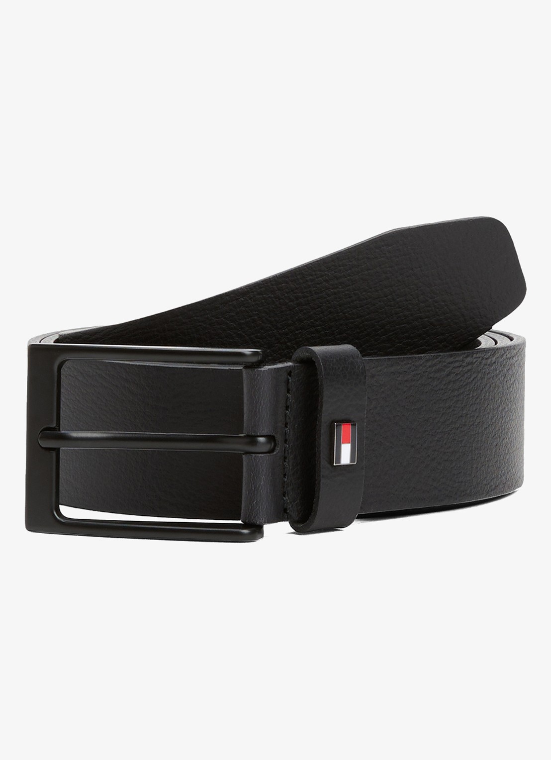 Tommy Hilfiger Oliver riem van leer - voorkant zwart