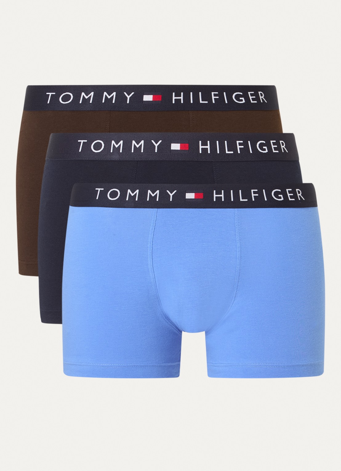 Tommy Hilfiger Original boxershorts met logoband in 3-pack - voorkant blauw