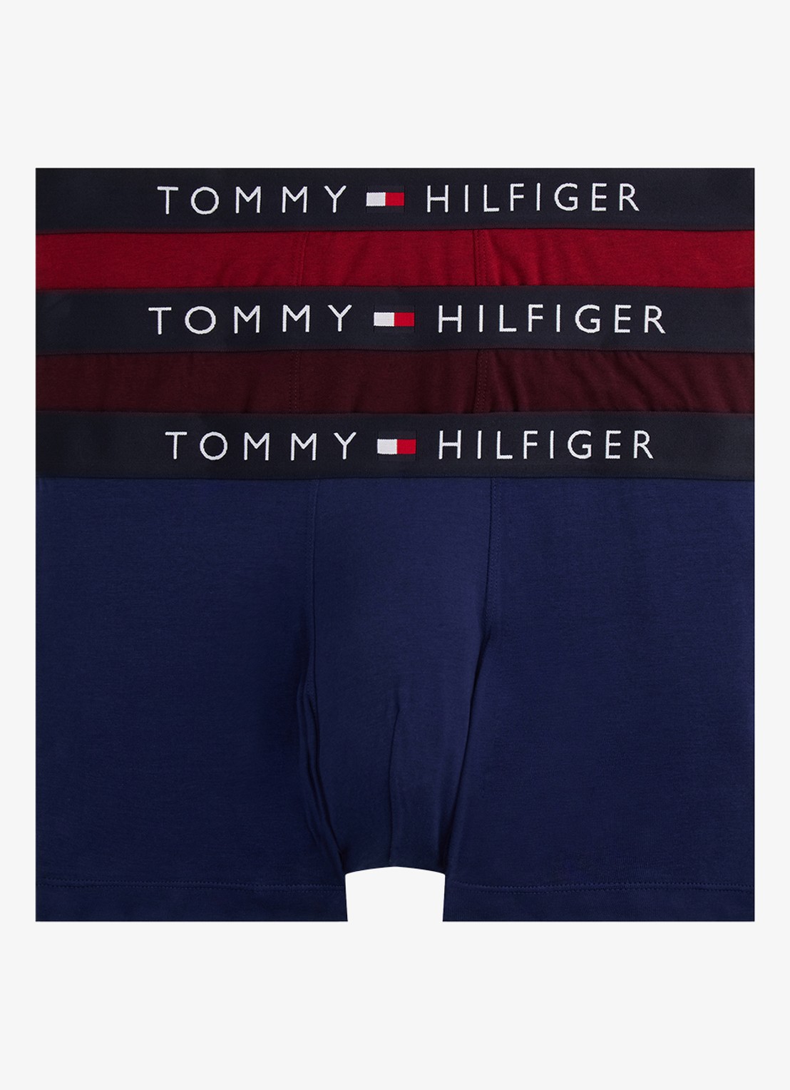Tommy Hilfiger Original boxershorts met logoband in 3-pack - voorkant 3 bordeauxrood