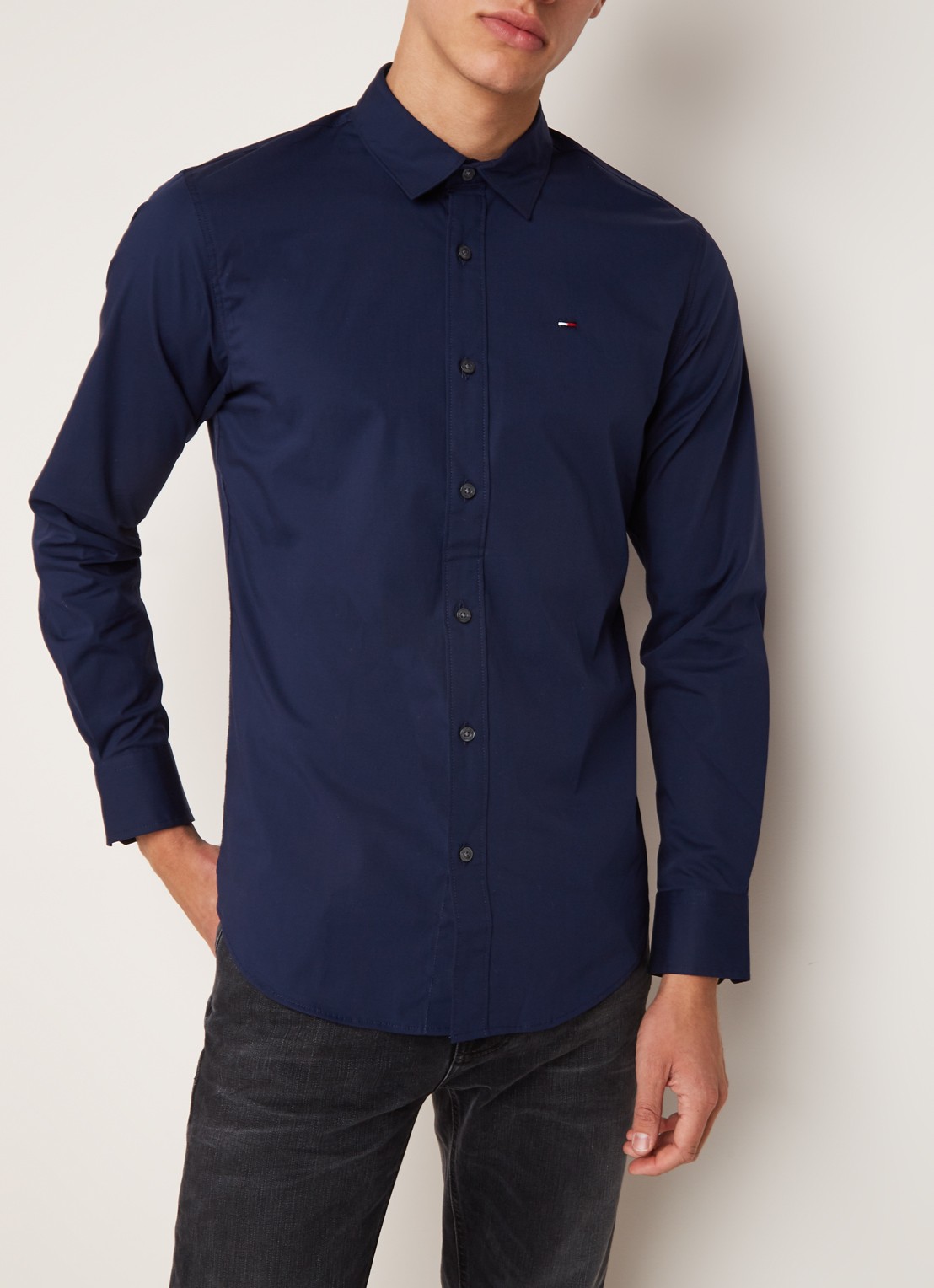 Tommy Hilfiger Original slim fit overhemd met stretch - detail 5 blauw