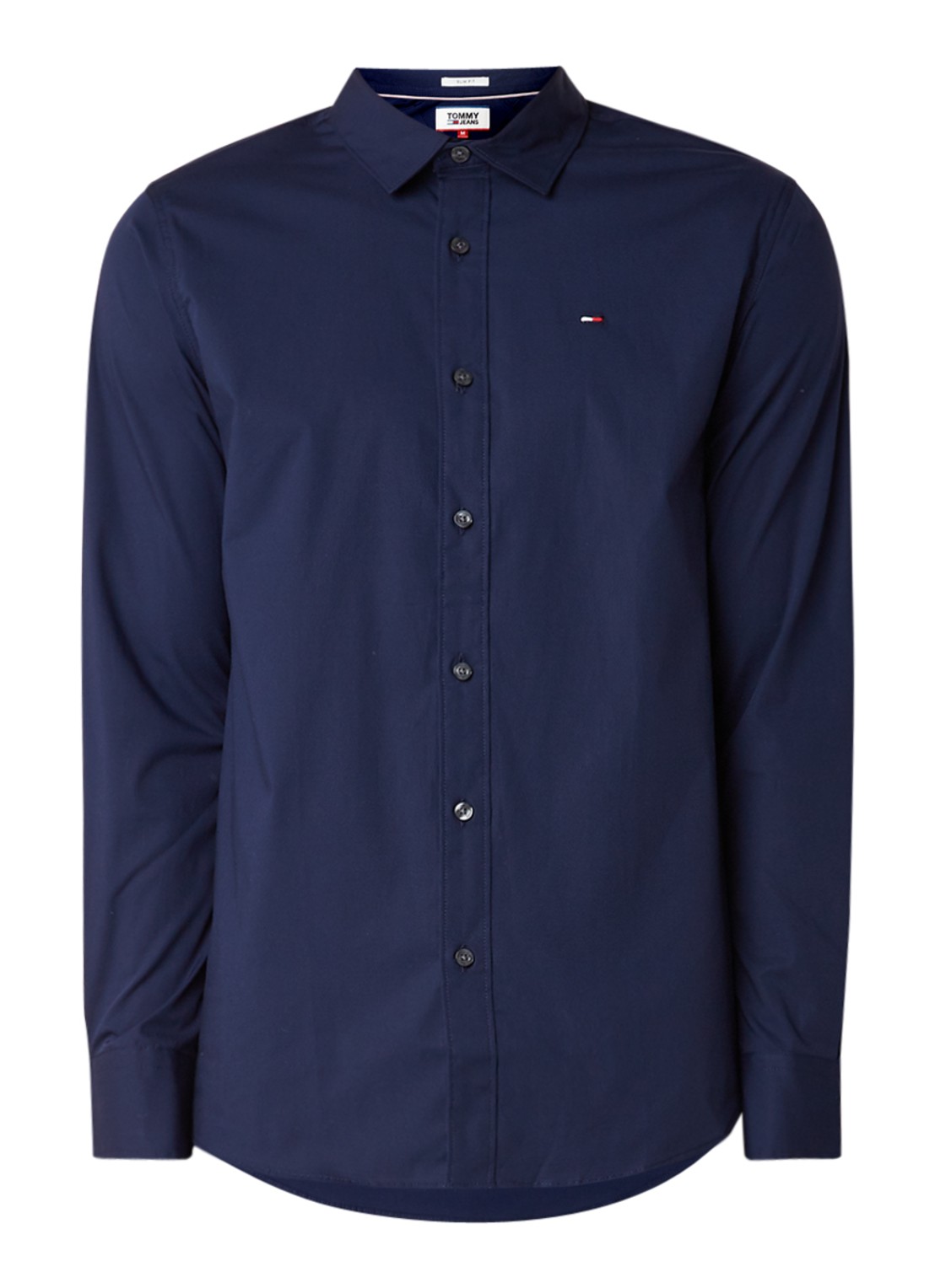 Tommy Hilfiger Original slim fit overhemd met stretch - voorkant 2 blauw