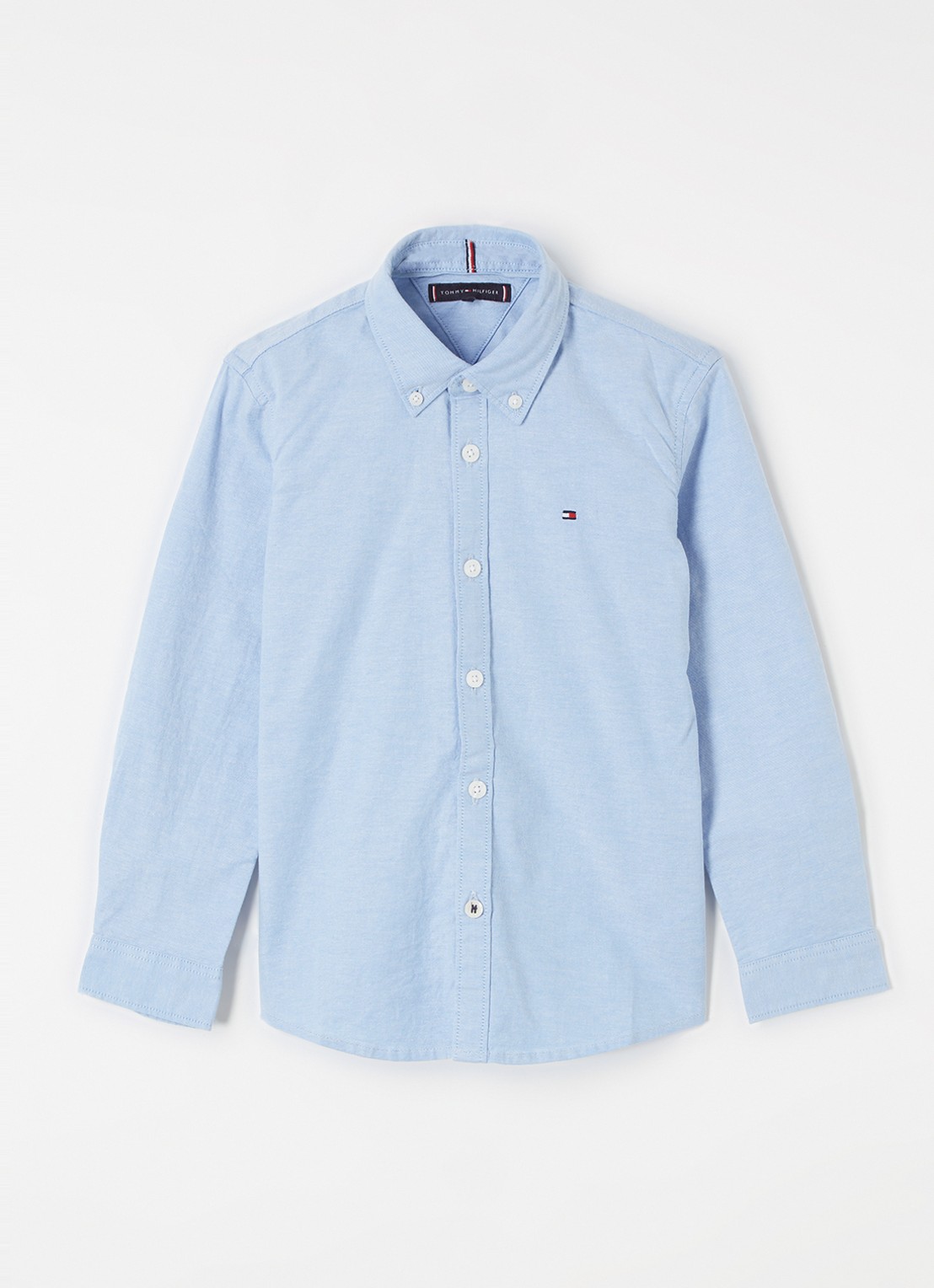 Tommy Hilfiger Overhemd met logoborduring - voorkant lichtblauw