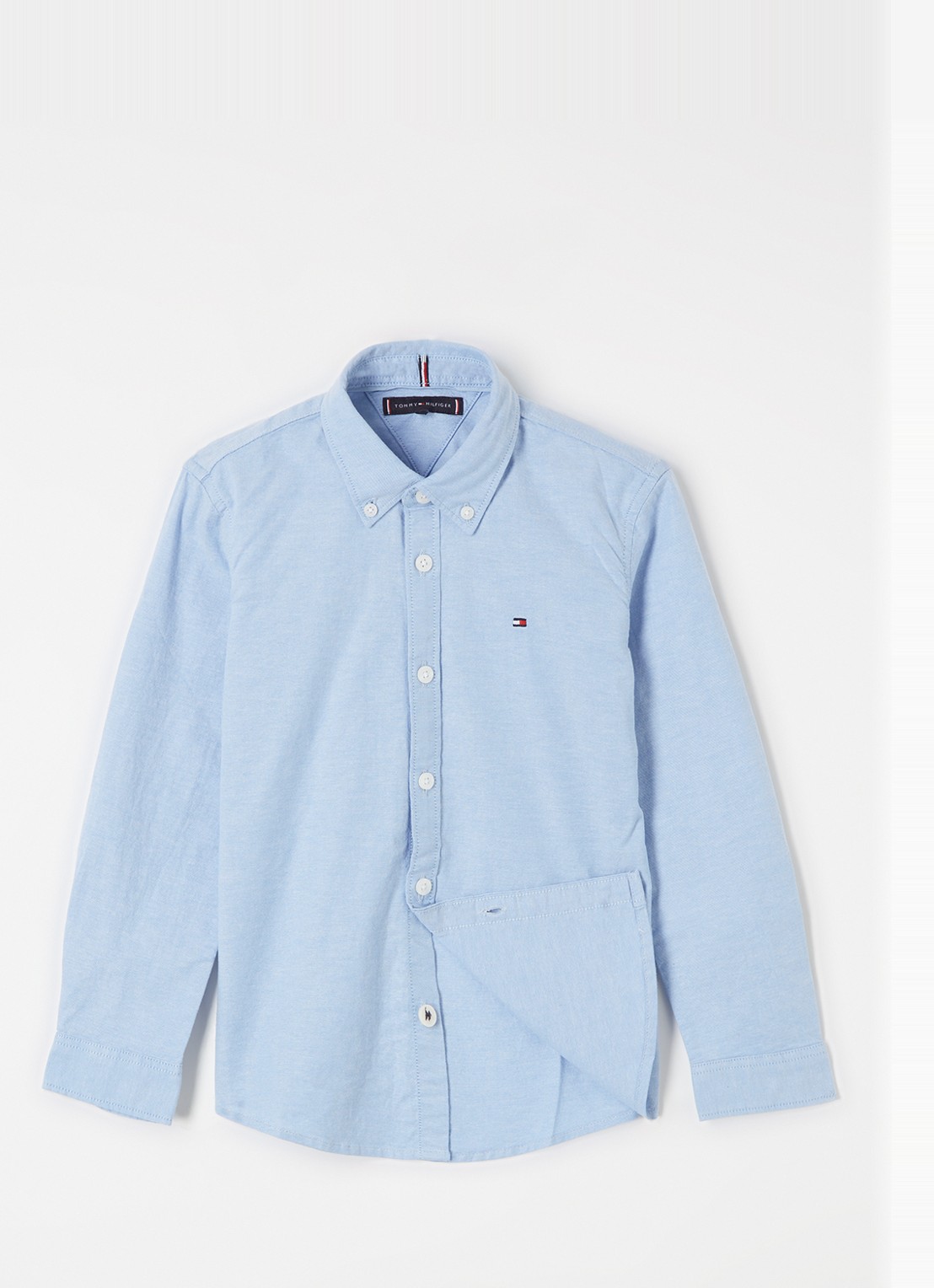 Tommy Hilfiger Overhemd met logoborduring - voorkant 2 lichtblauw