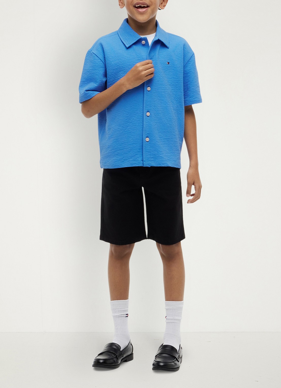 Tommy Hilfiger Overhemd met logoborduring - voorkant 3 blauw