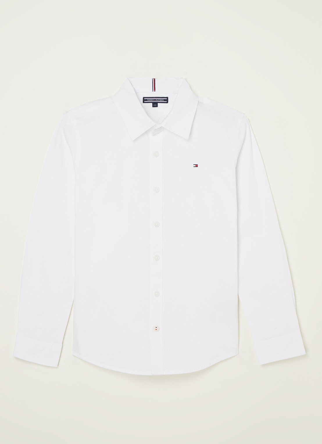 Tommy Hilfiger Overhemd met stretch en logoborduring - voorkant wit