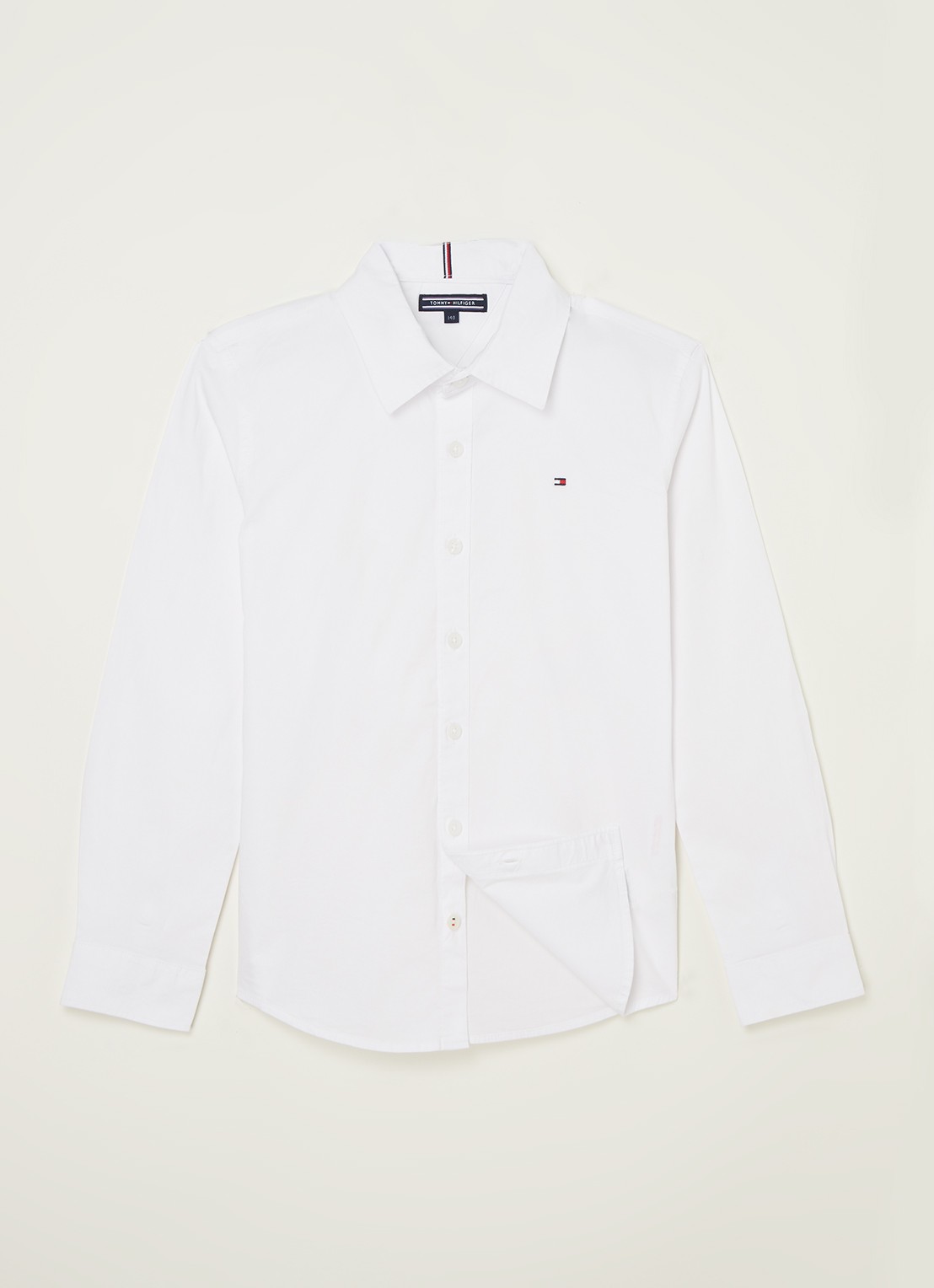 Tommy Hilfiger Overhemd met stretch en logoborduring - voorkant 2 wit