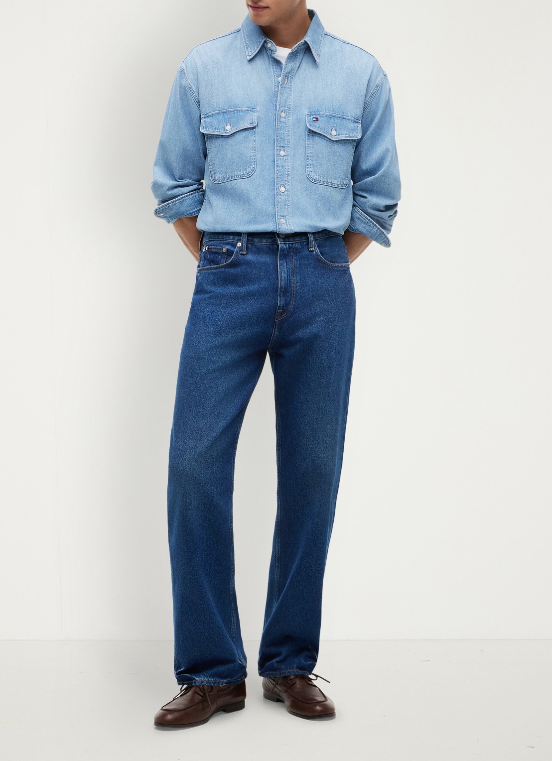 Tommy Hilfiger Overhemd van denim - voorkant 2 lichtblauw