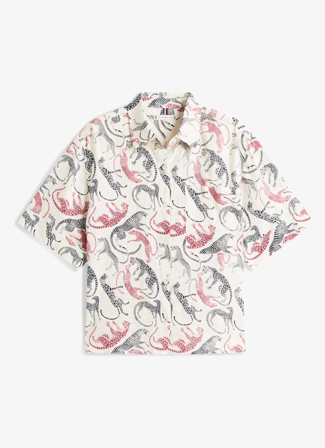 Tommy Hilfiger Overhemd van linnen met print - voorkant 4 multicolor