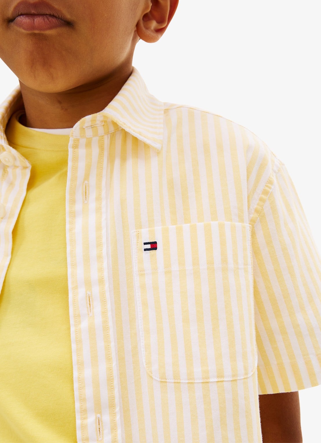 Tommy Hilfiger Overshirt met streepprint en logo - detail 4 geel
