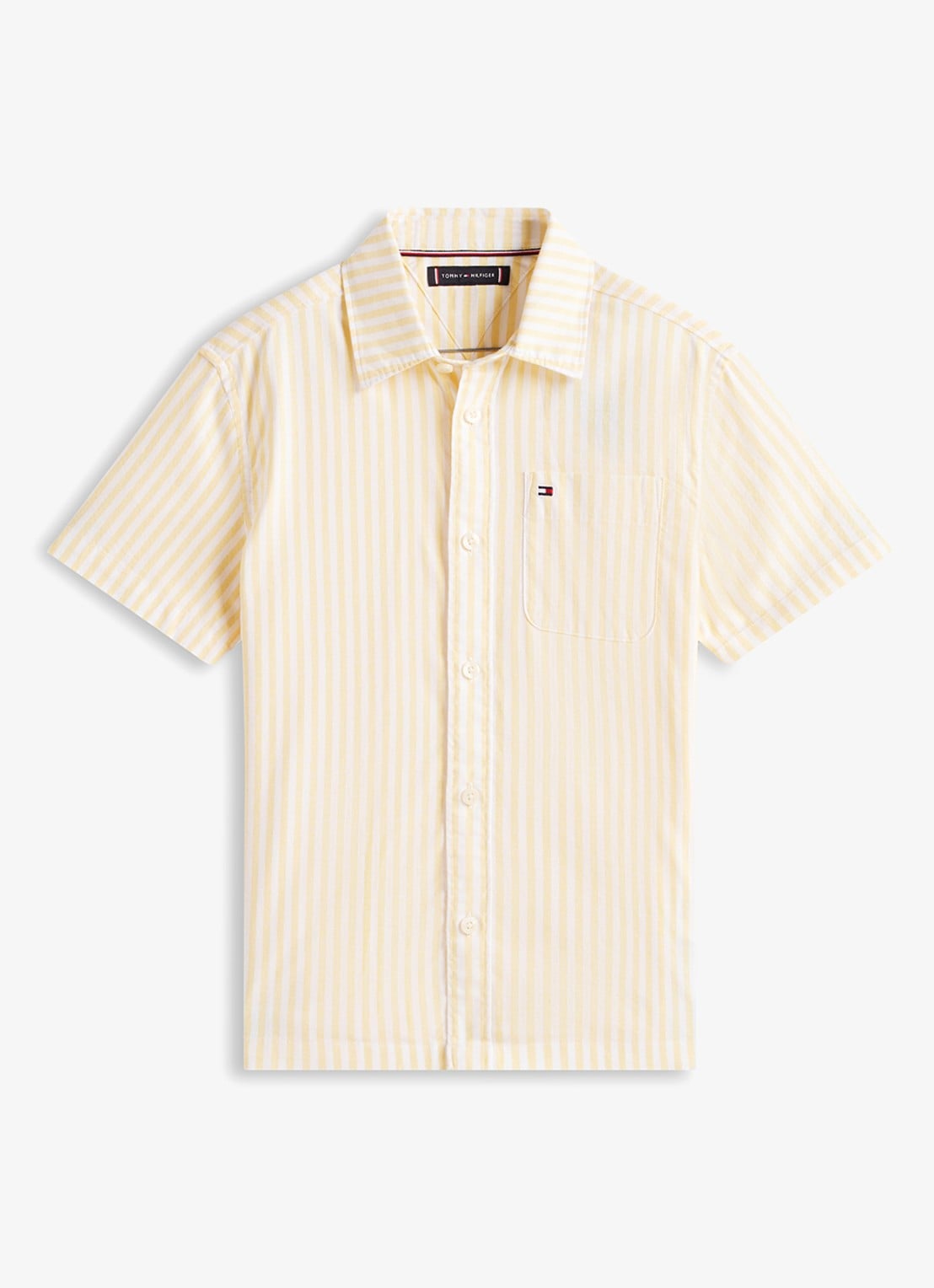 Tommy Hilfiger Overshirt met streepprint en logo - voorkant geel