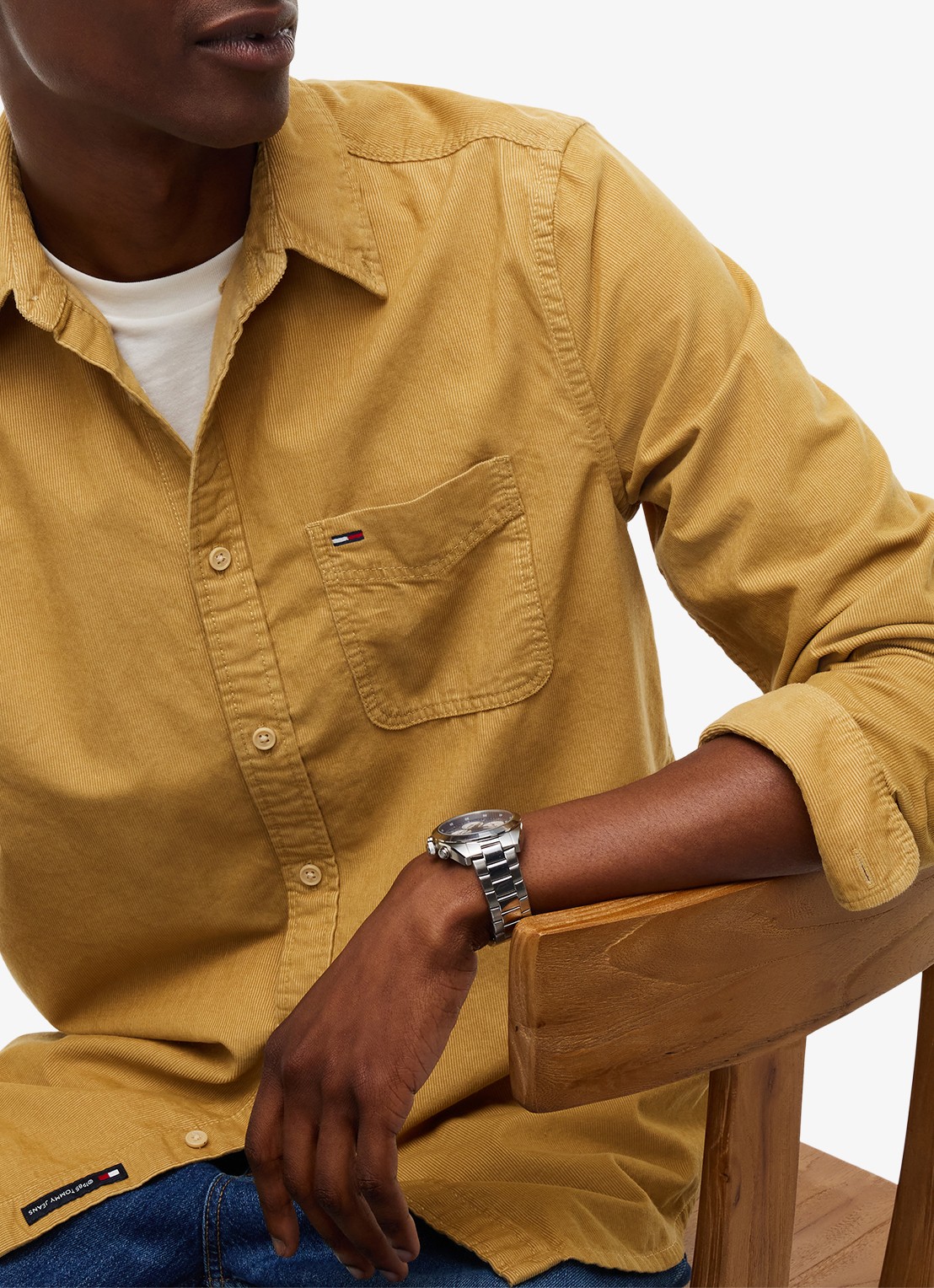 Tommy Hilfiger Overshirt van corduroy - detail 2 beige