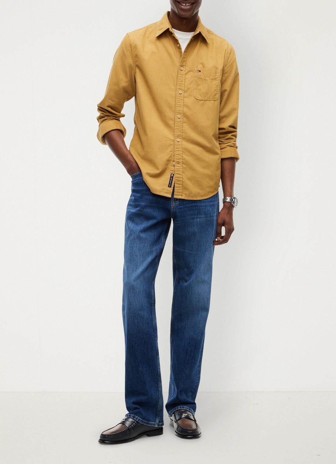 Tommy Hilfiger Overshirt van corduroy - voorkant 5 beige