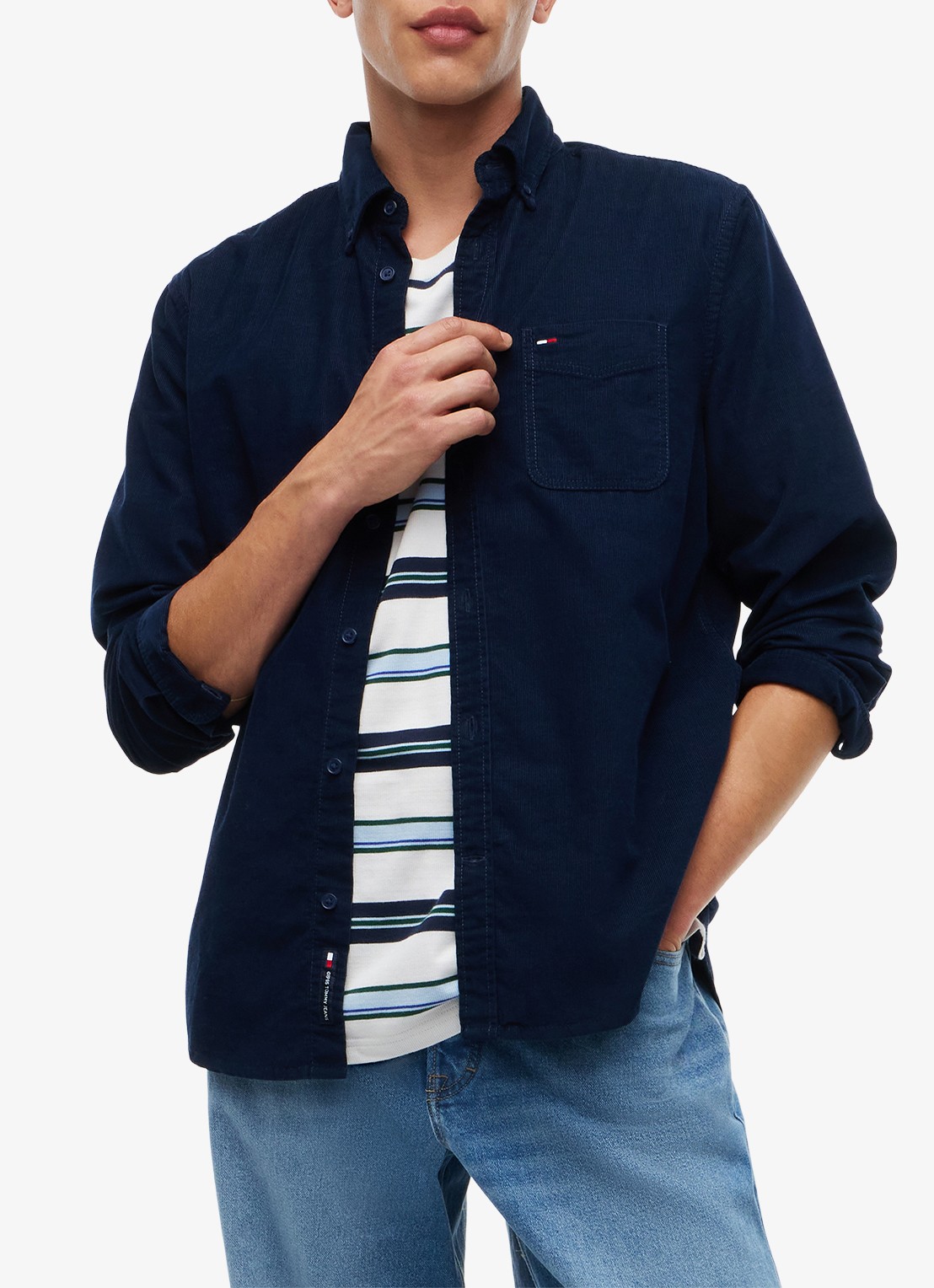 Tommy Hilfiger Overshirt van corduroy - detail 4 donkerblauw