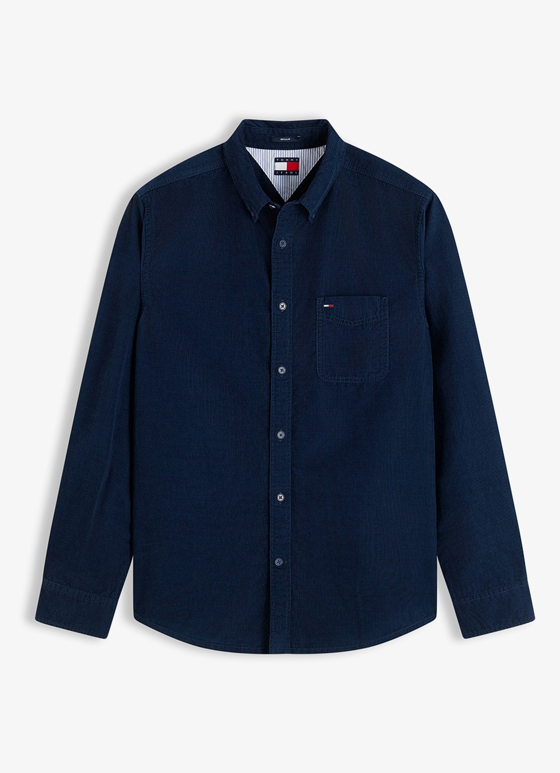 Tommy Hilfiger Overshirt van corduroy - voorkant donkerblauw