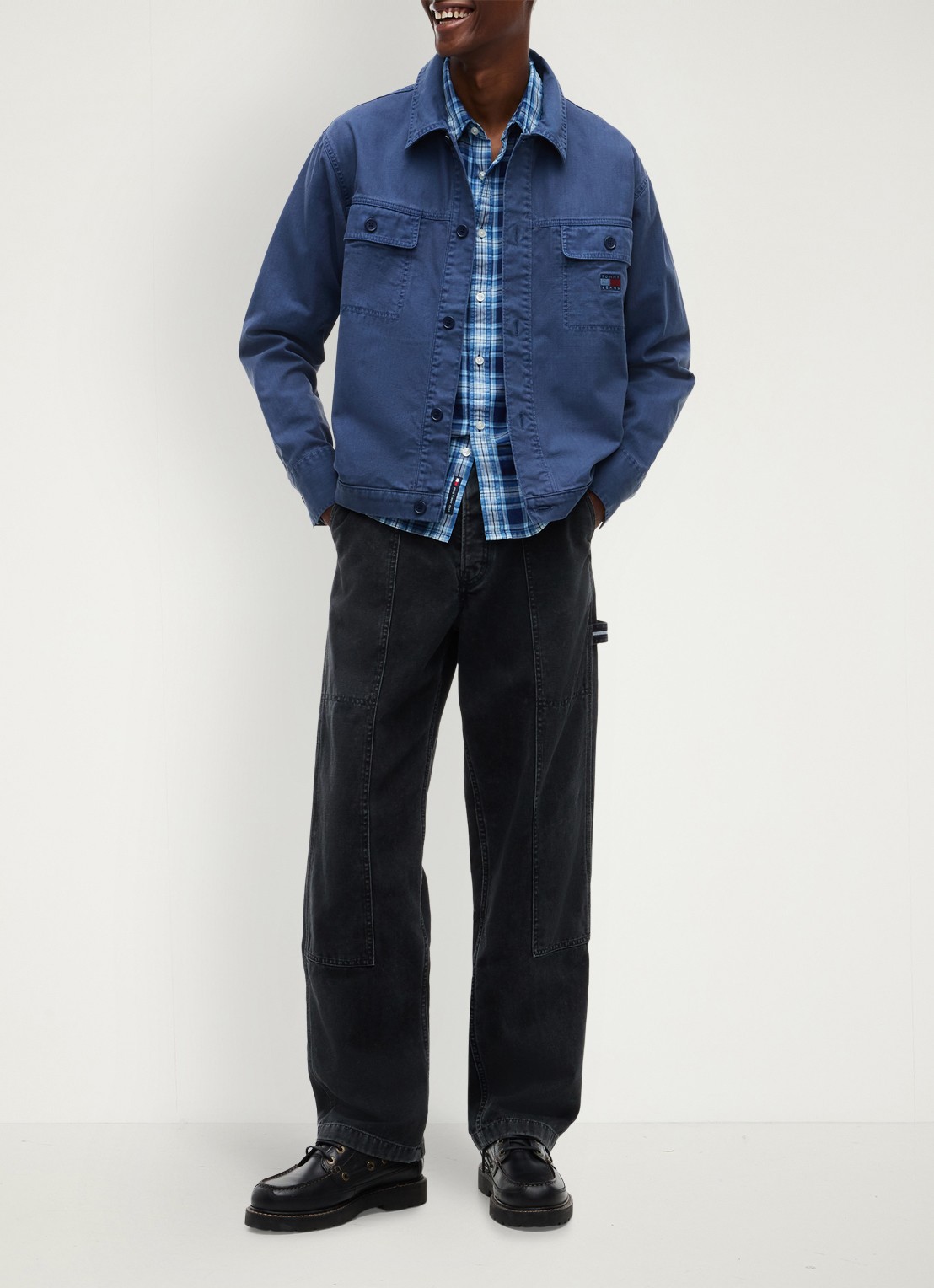 Tommy Hilfiger Overshirt van denim - voorkant 5 donkerblauw