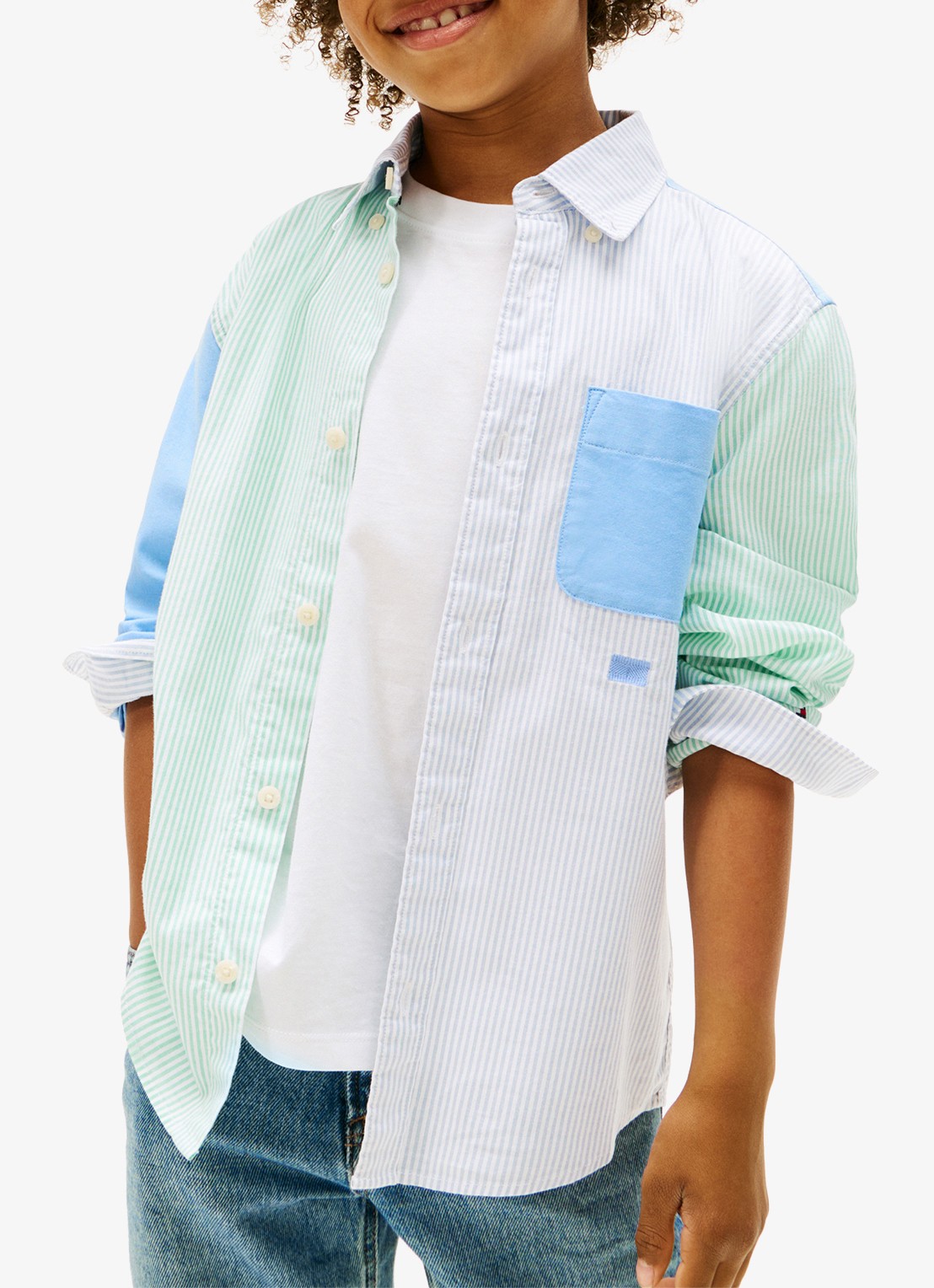 Tommy Hilfiger Oxford overhemd met colour blocking - detail 4 blauw