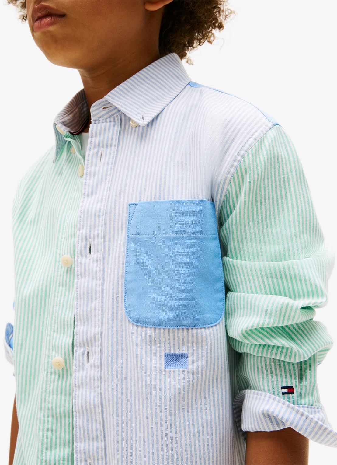 Tommy Hilfiger Oxford overhemd met colour blocking - detail 5 blauw