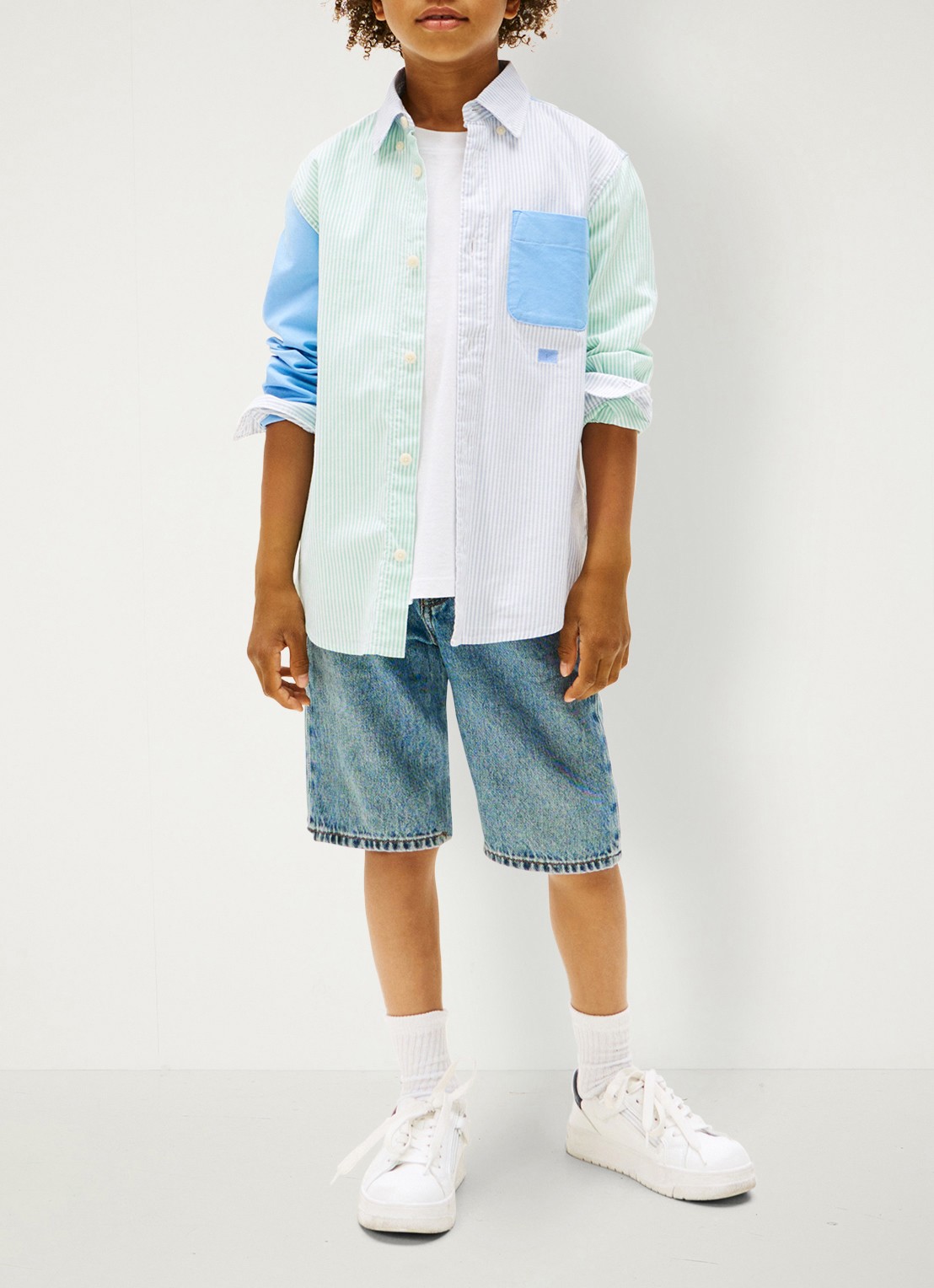 Tommy Hilfiger Oxford overhemd met colour blocking - voorkant 2 blauw