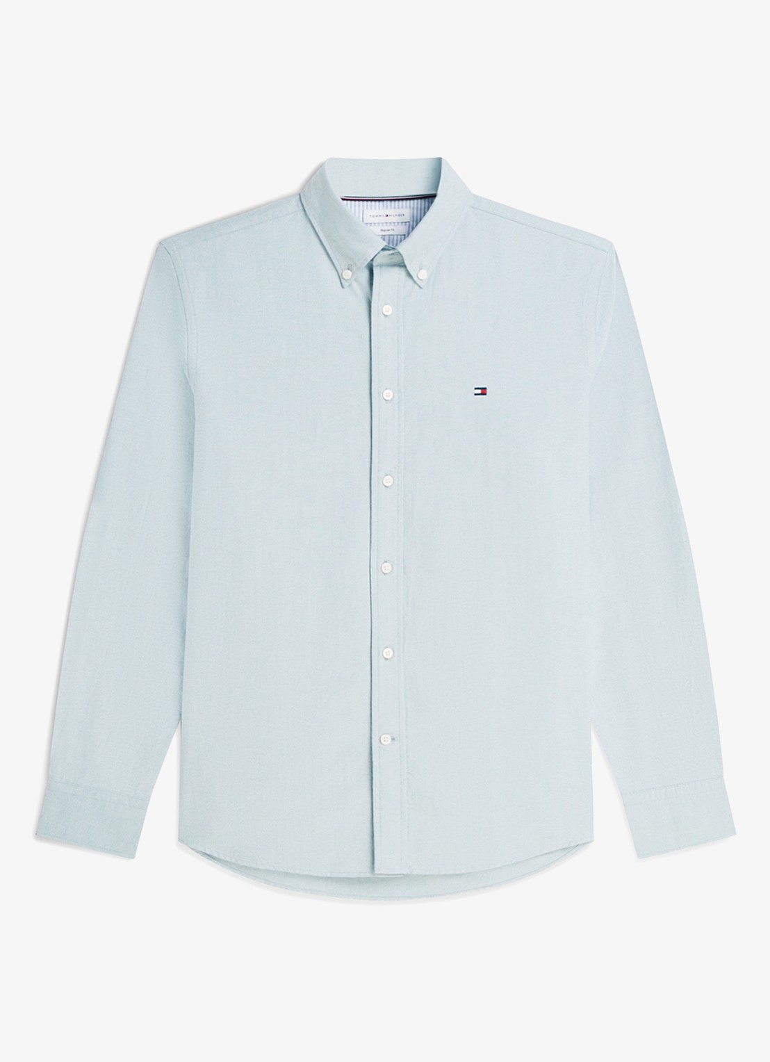 Tommy Hilfiger Oxford regular fit overhemd met logo - voorkant lichtgroen