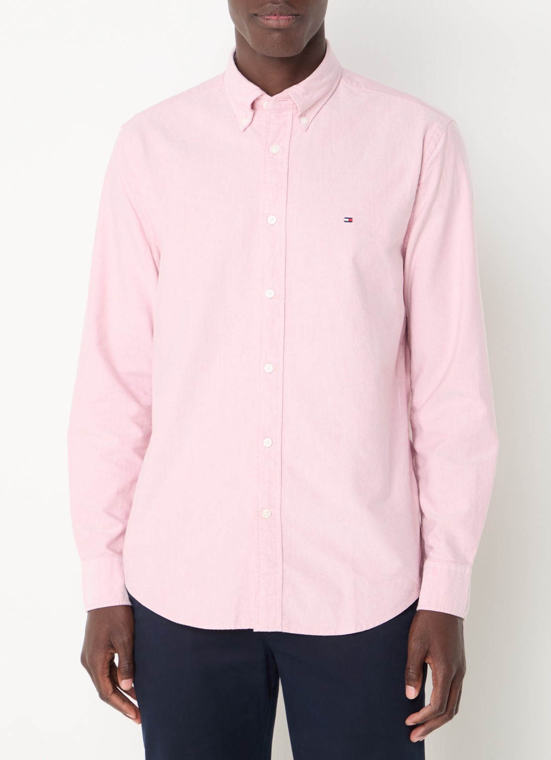 Tommy Hilfiger Oxford regular fit overhemd met logo - detail oudroze
