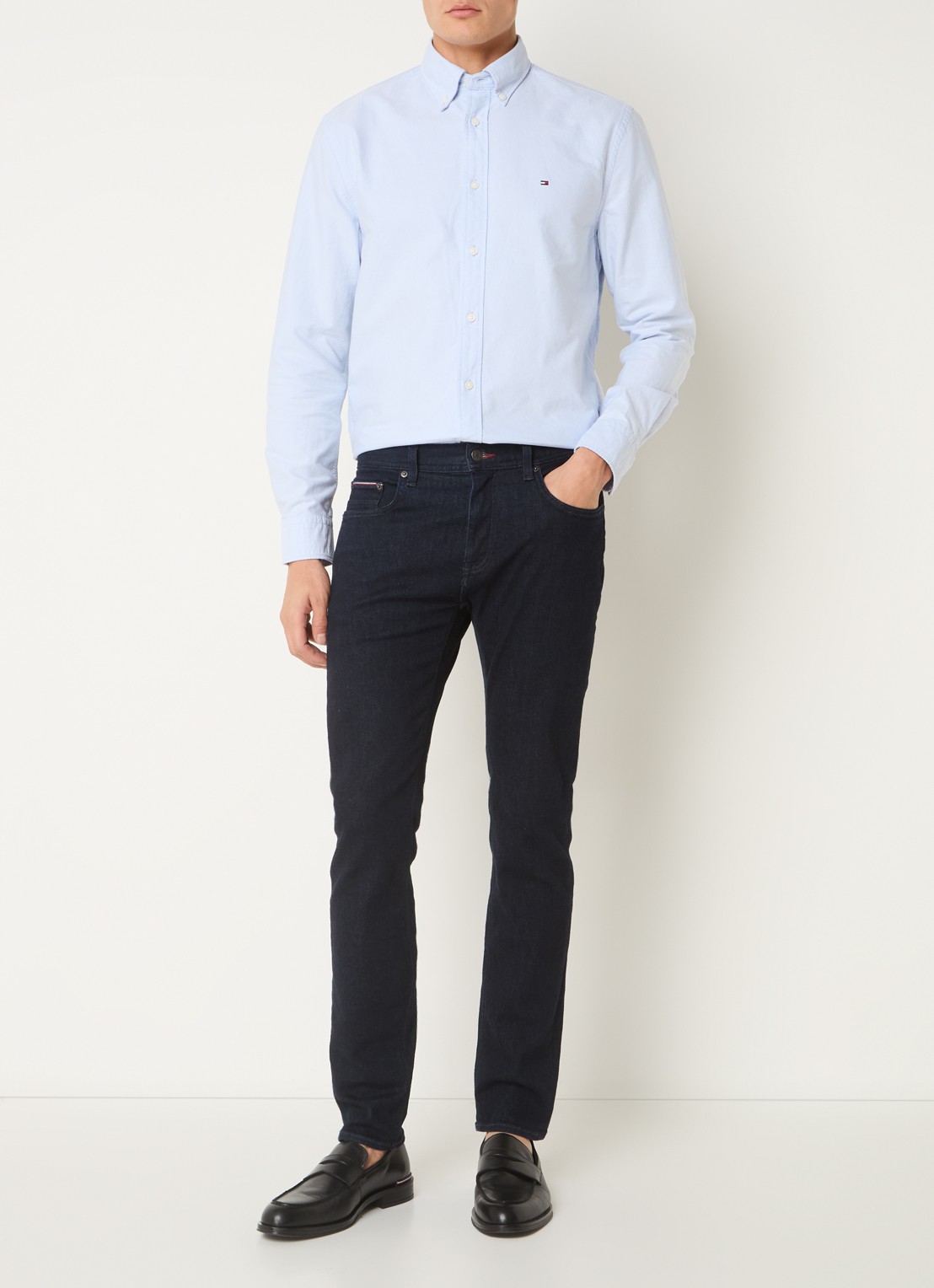 Tommy Hilfiger Oxford regular fit overhemd met logo - voorkant 4 lichtblauw