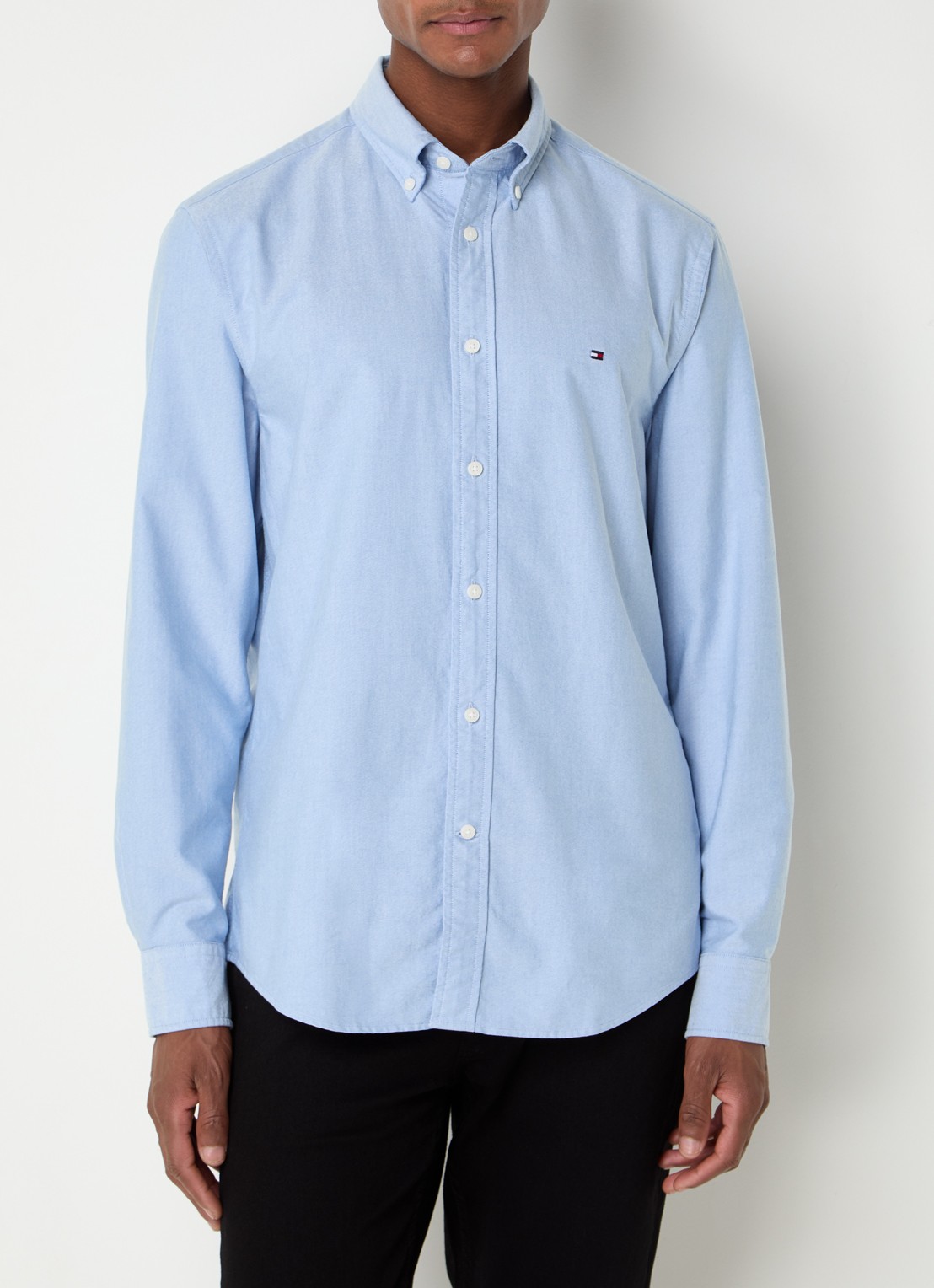 Tommy Hilfiger Oxford regular fit overhemd met logo - detail 4 blauw