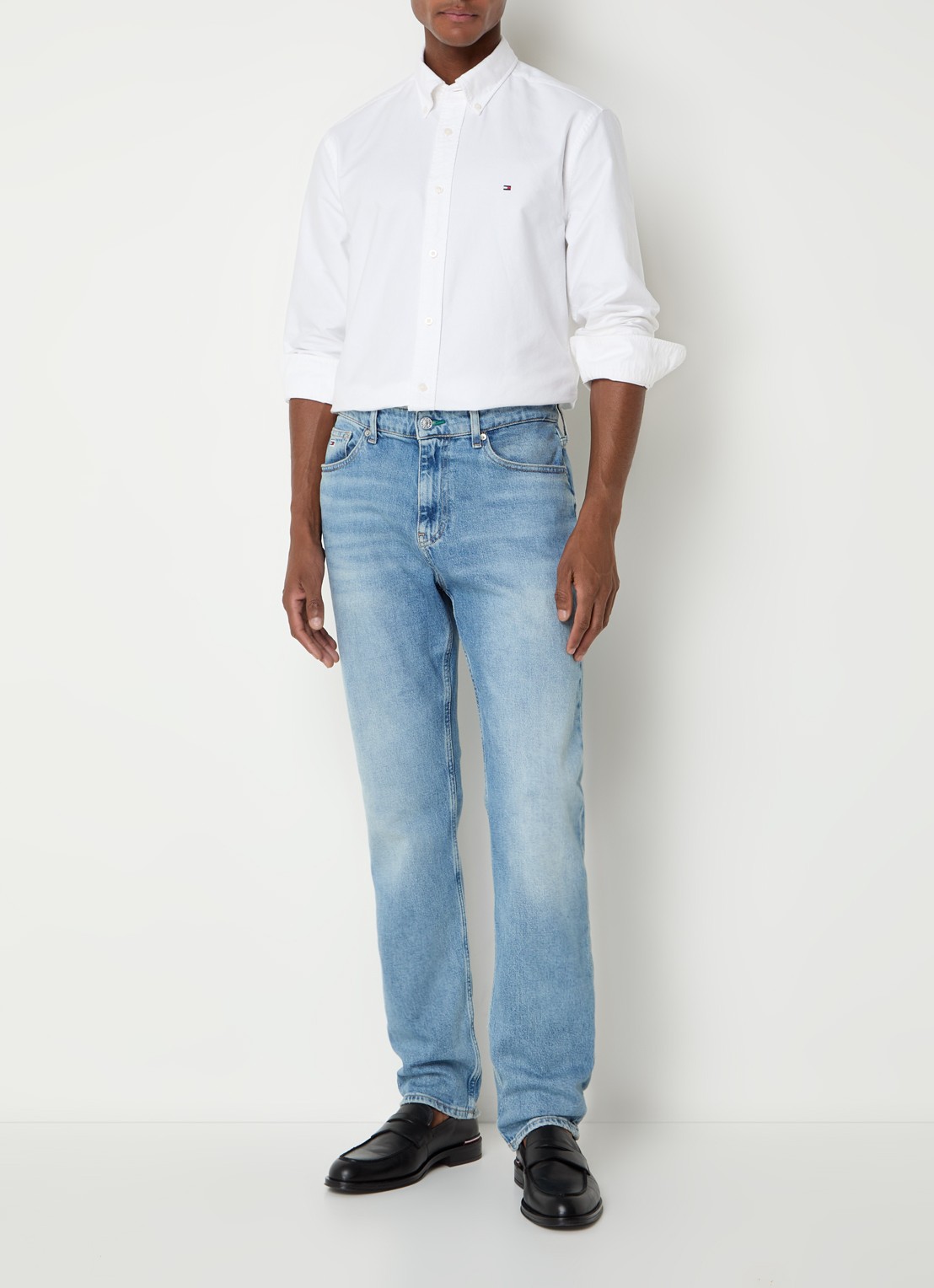 Tommy Hilfiger Oxford regular fit overhemd met logo - voorkant 5 wit