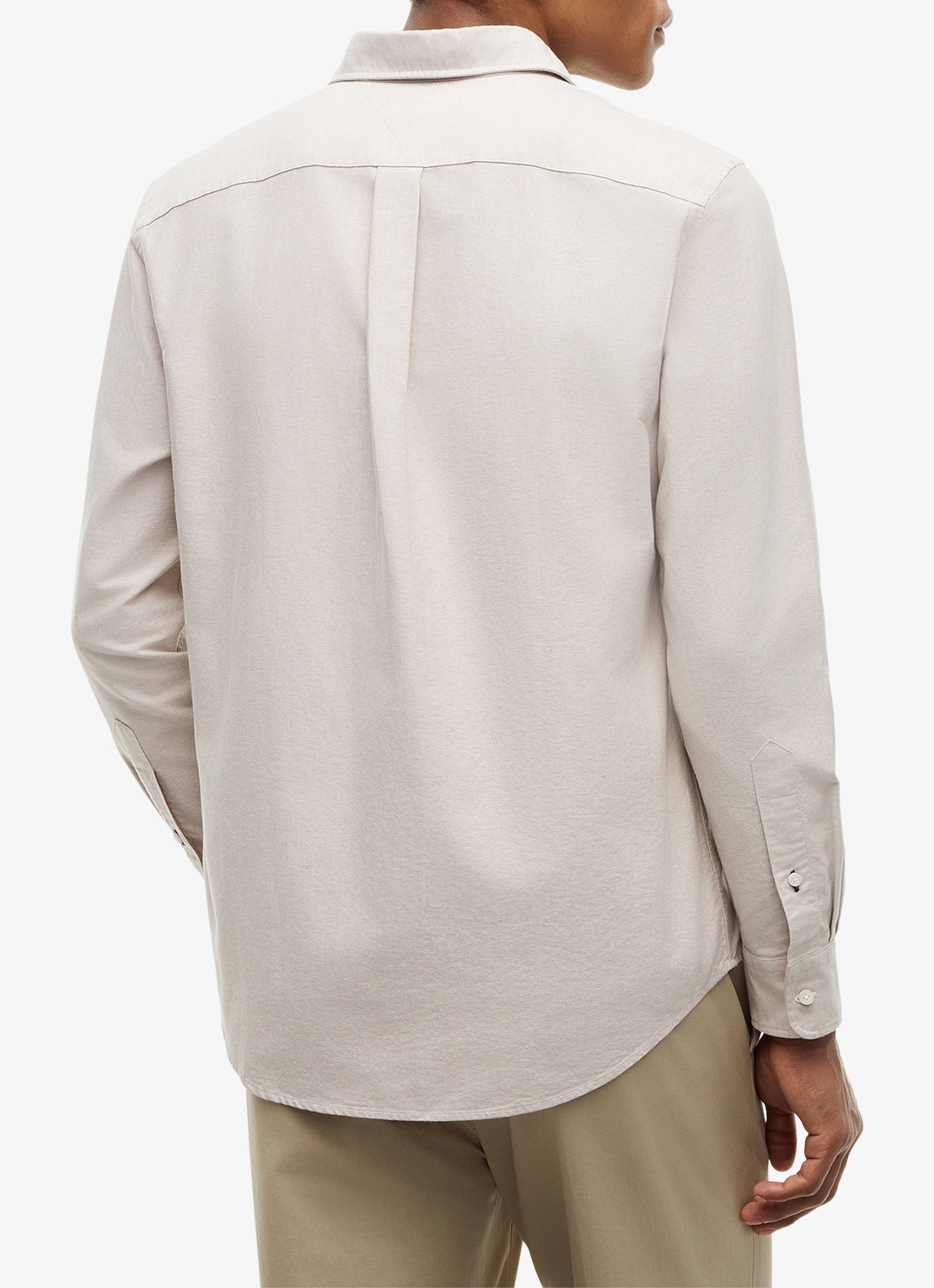 Tommy Hilfiger Oxford regular fit overhemd met logo - achterkant beige