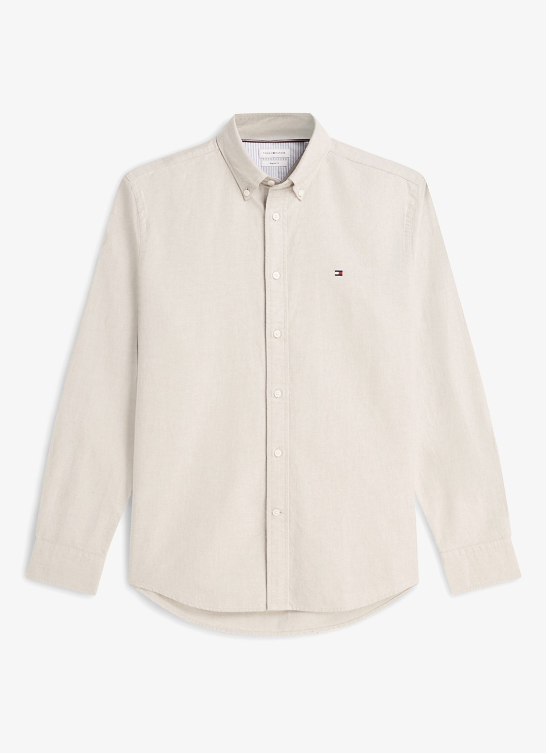 Tommy Hilfiger Oxford regular fit overhemd met logo - voorkant 5 beige