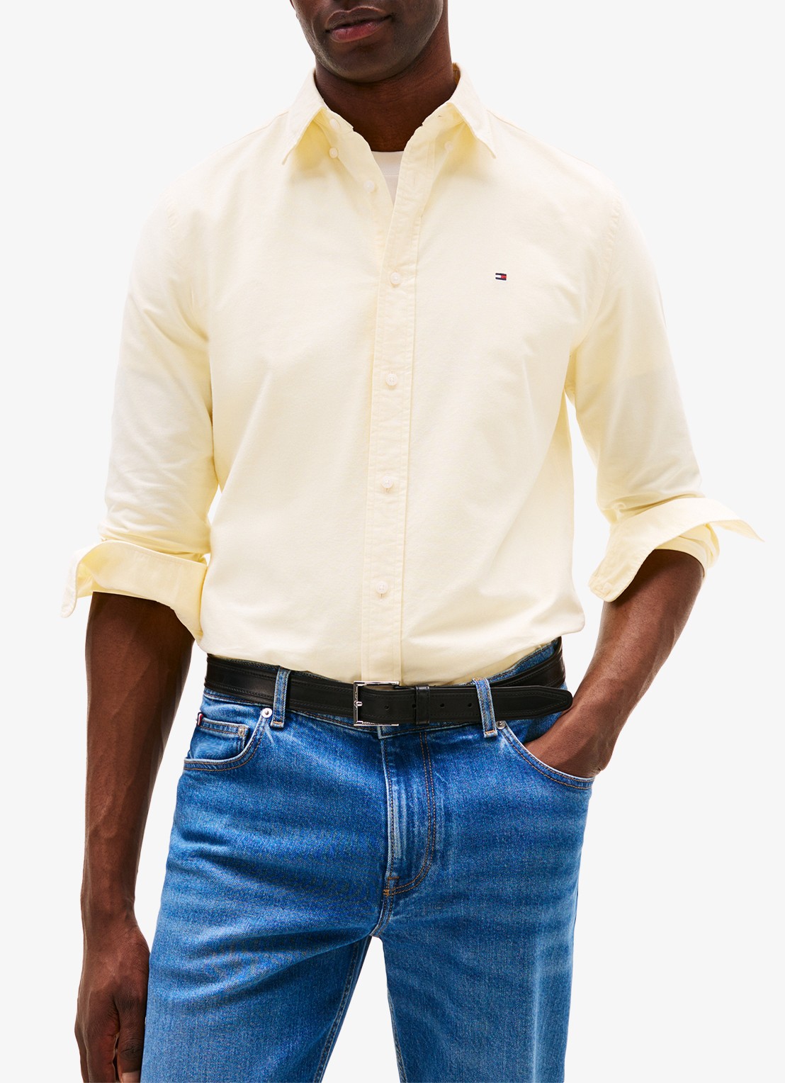 Tommy Hilfiger Oxford regular fit overhemd met logo - detail 4 lichtgeel