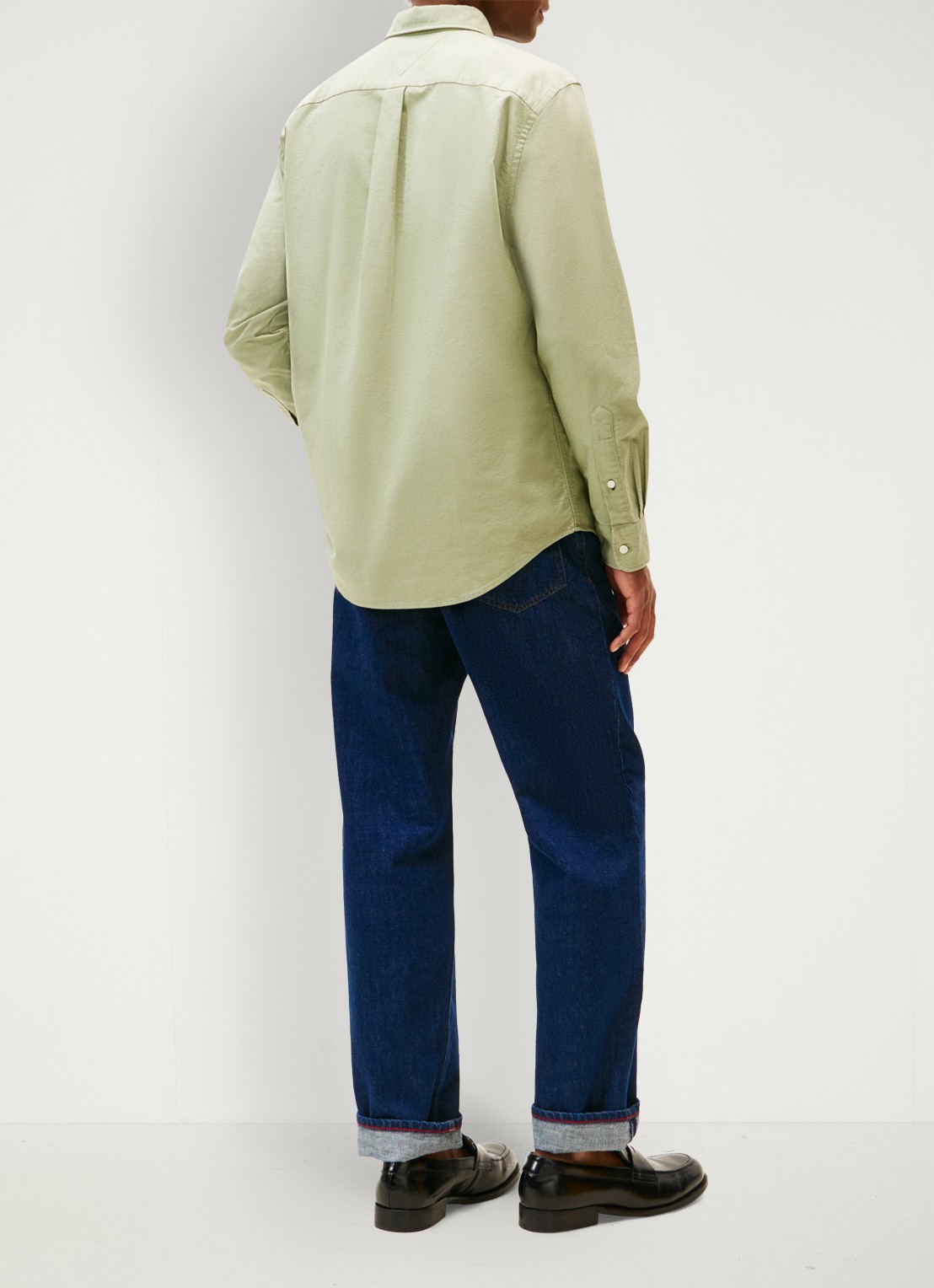 Tommy Hilfiger Oxford regular fit overhemd met logo - achterkant 5 lindegroen