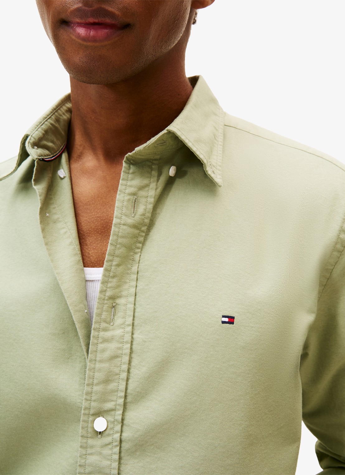 Tommy Hilfiger Oxford regular fit overhemd met logo - detail 2 lindegroen