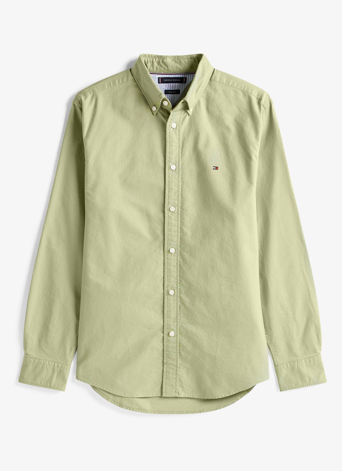 Tommy Hilfiger Oxford regular fit overhemd met logo - voorkant 3 lindegroen